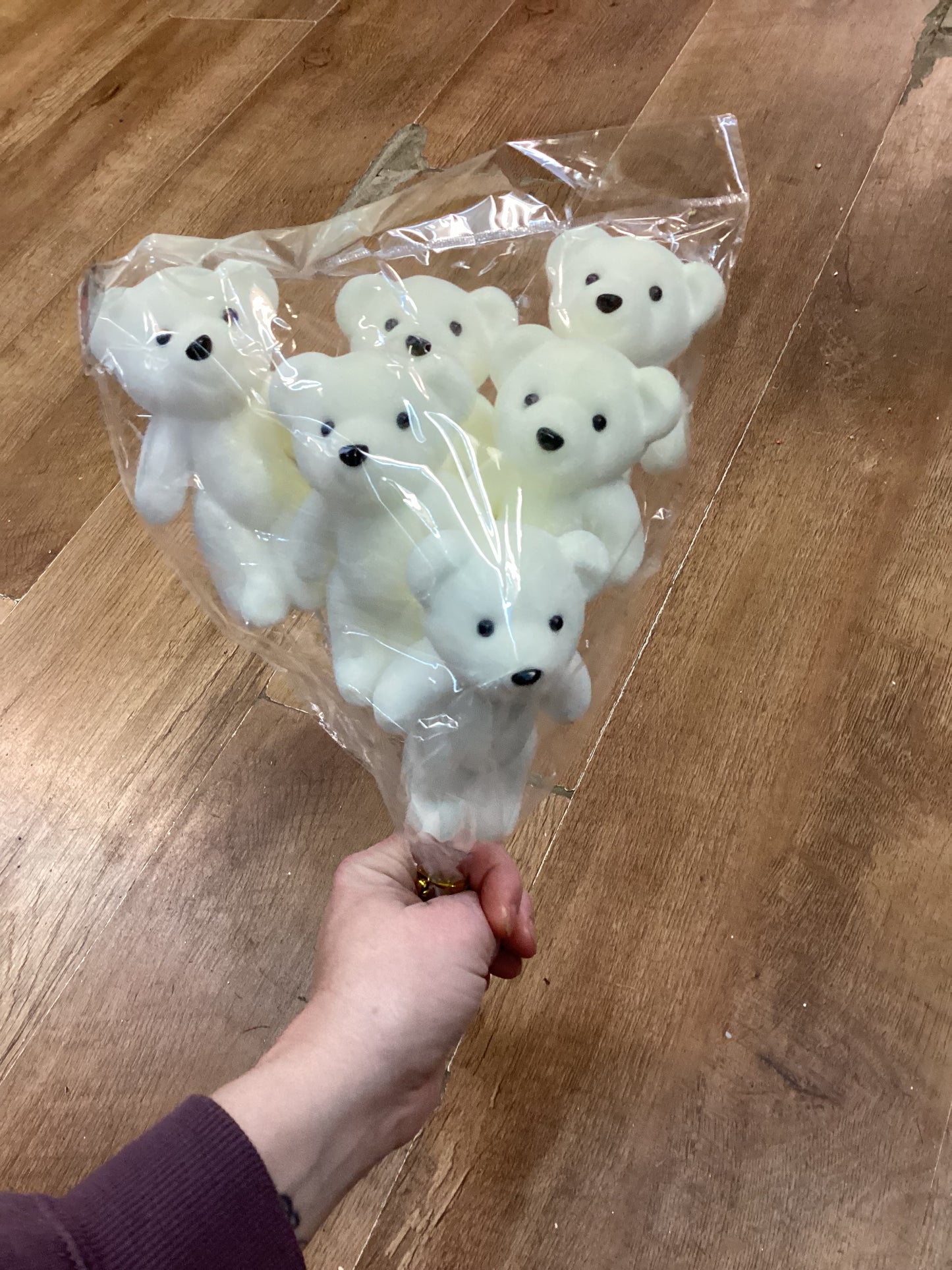 Pack of 6 flocked bear picks