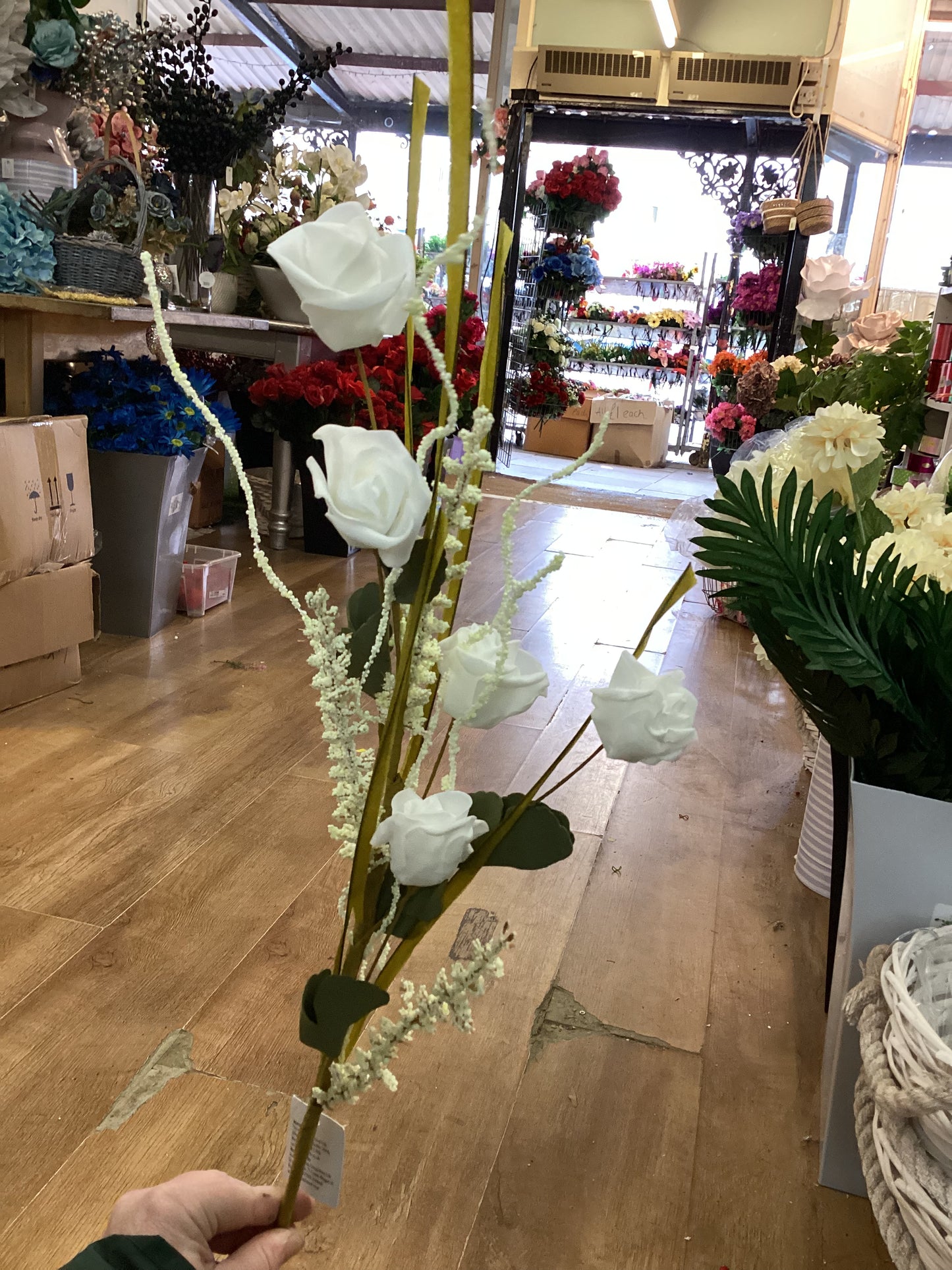 Long stem white and cream rose mix spray