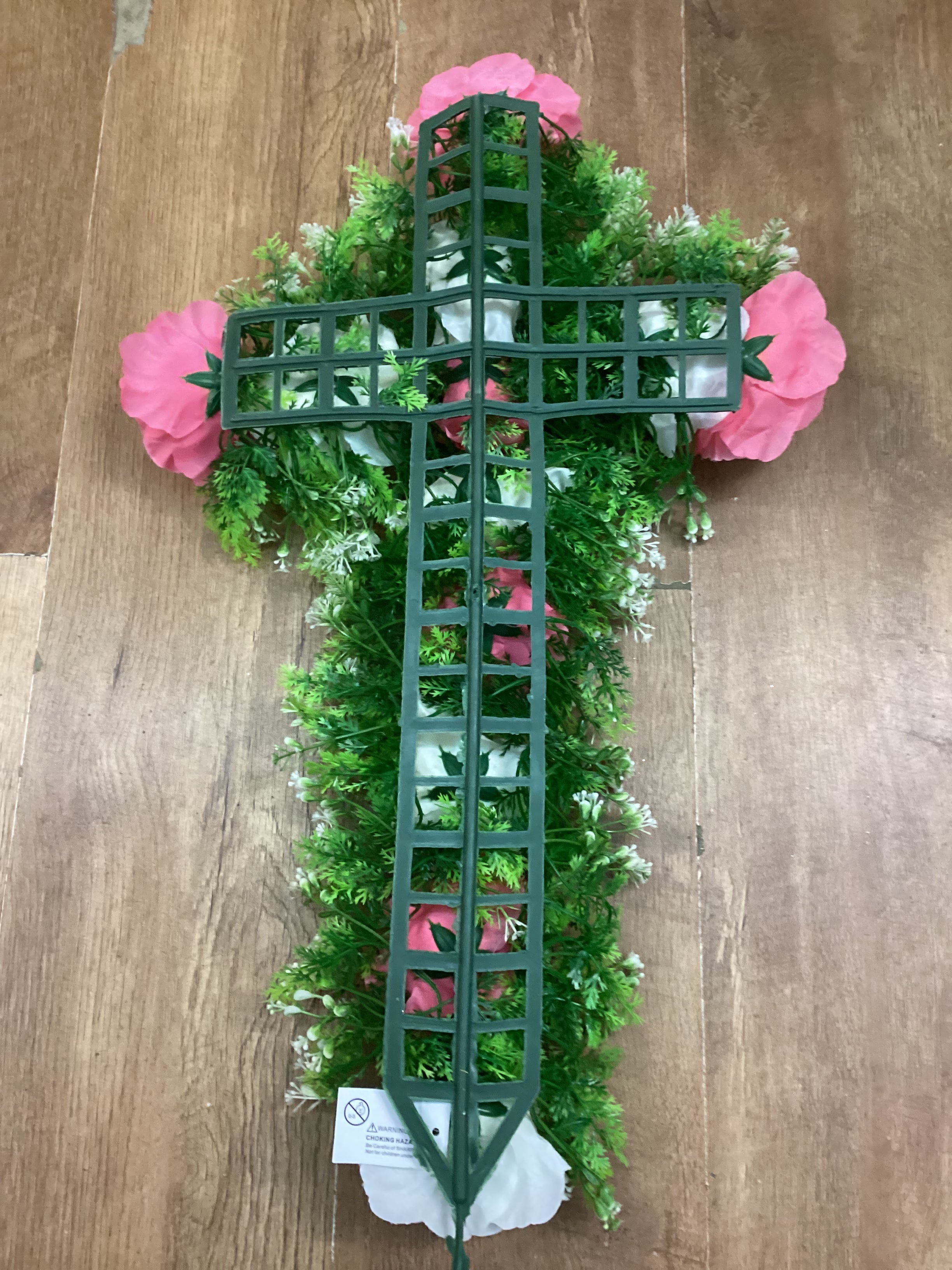 70x40cm pink and ivory rose cross