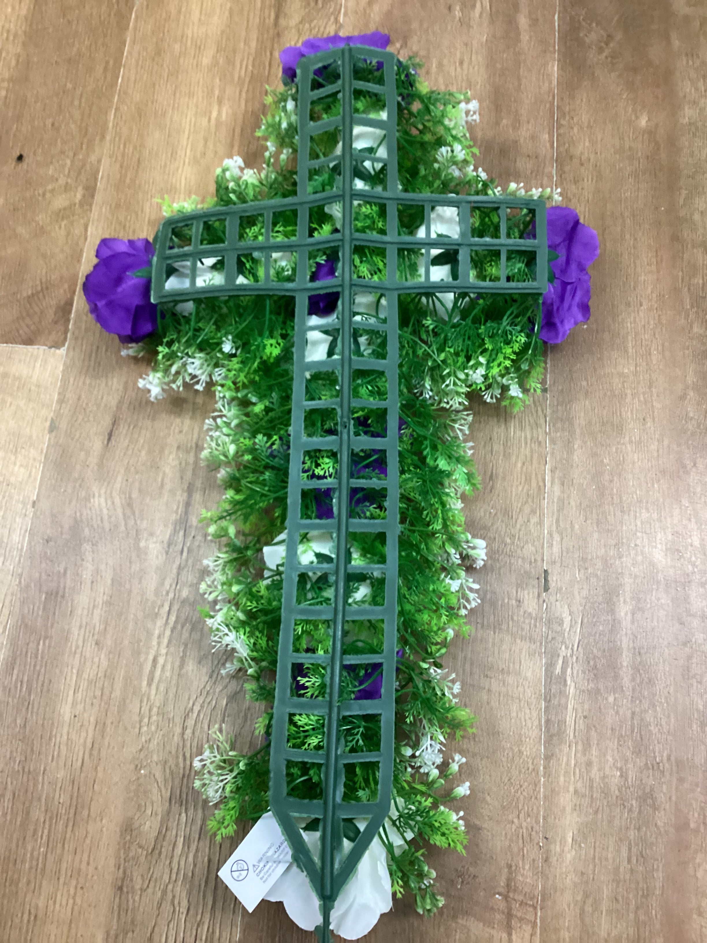 70x40cm purple and ivory rose cross