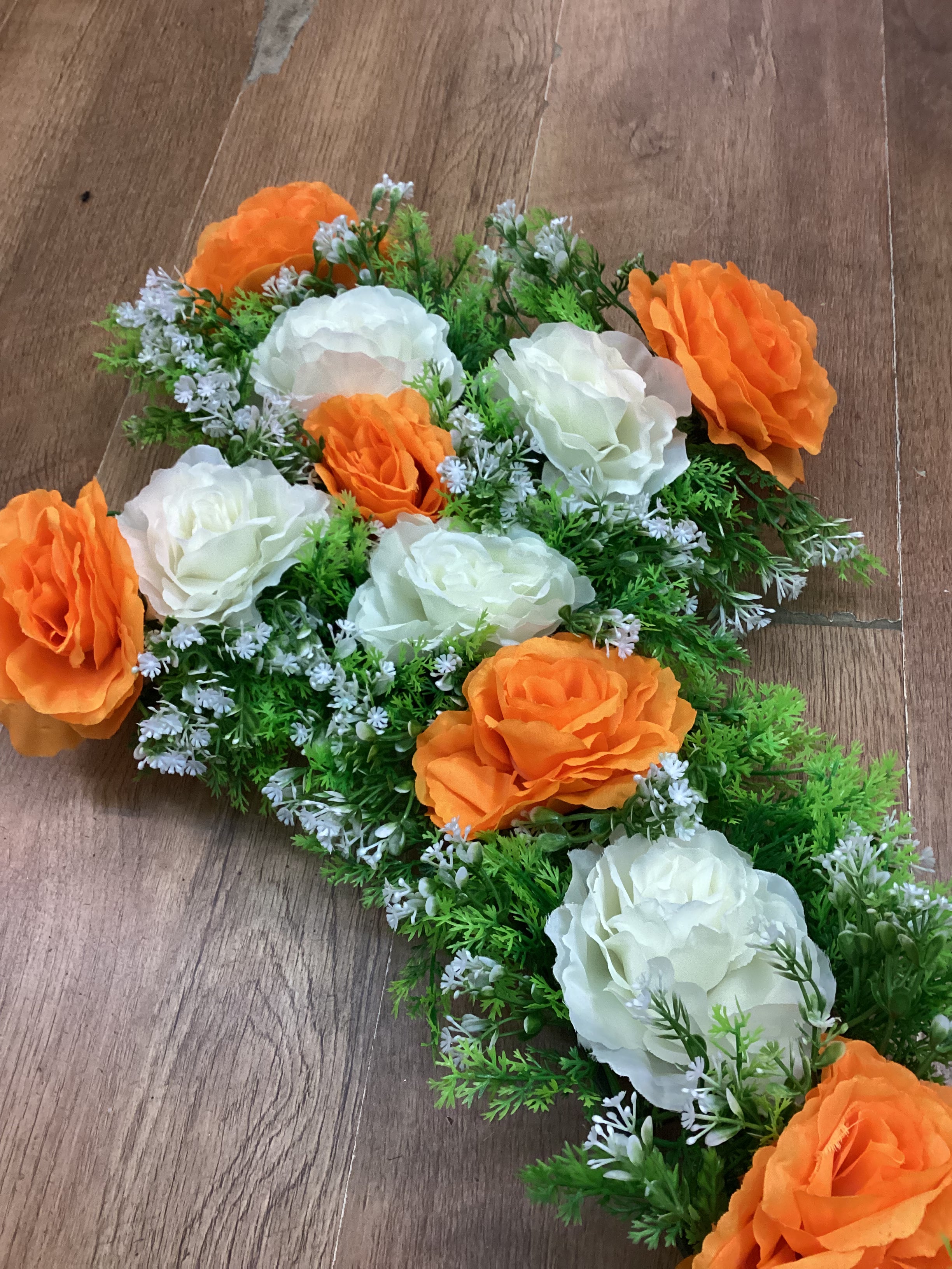 70x40cm orange and ivory rose cross