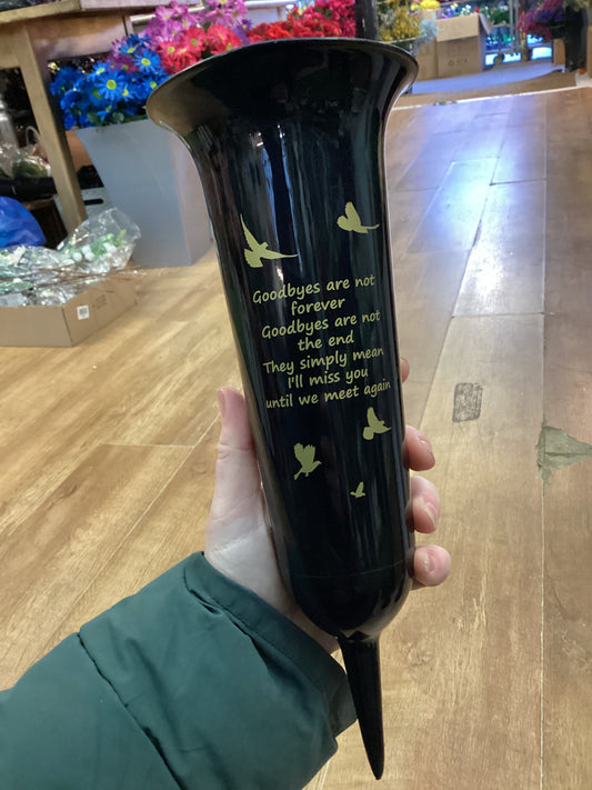 Goodbyes are not forever glossy black and gold grave spike