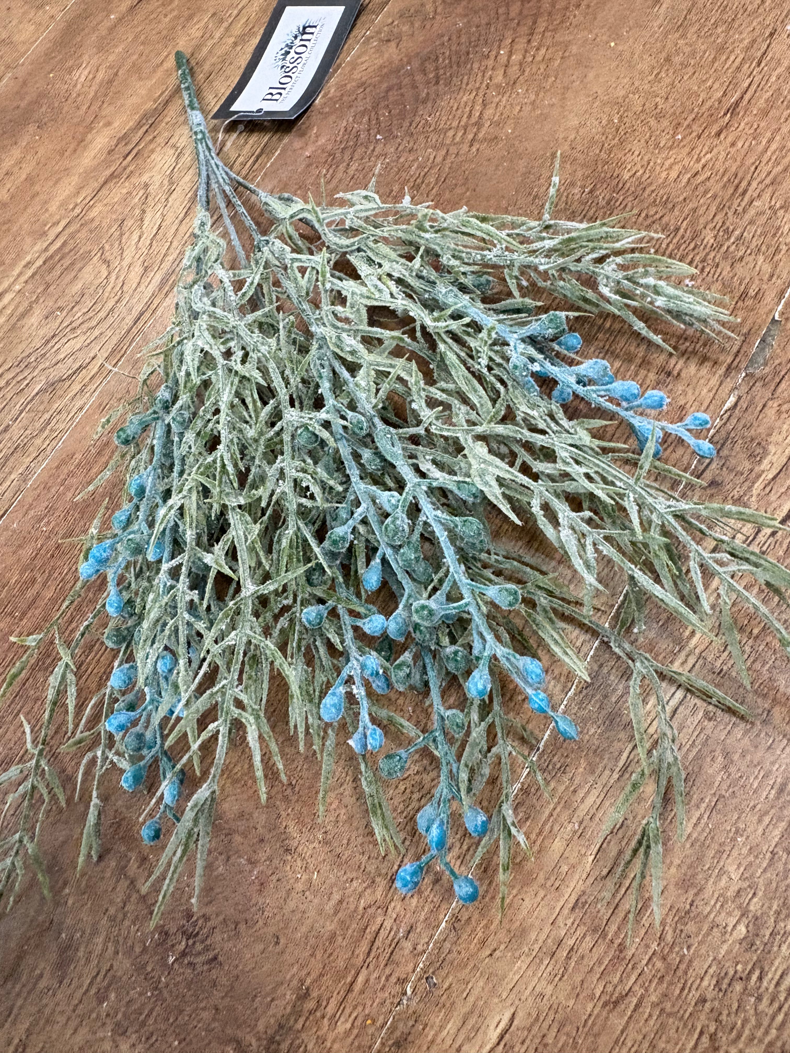 Spiky flocked foliage with berries - 5 colours available