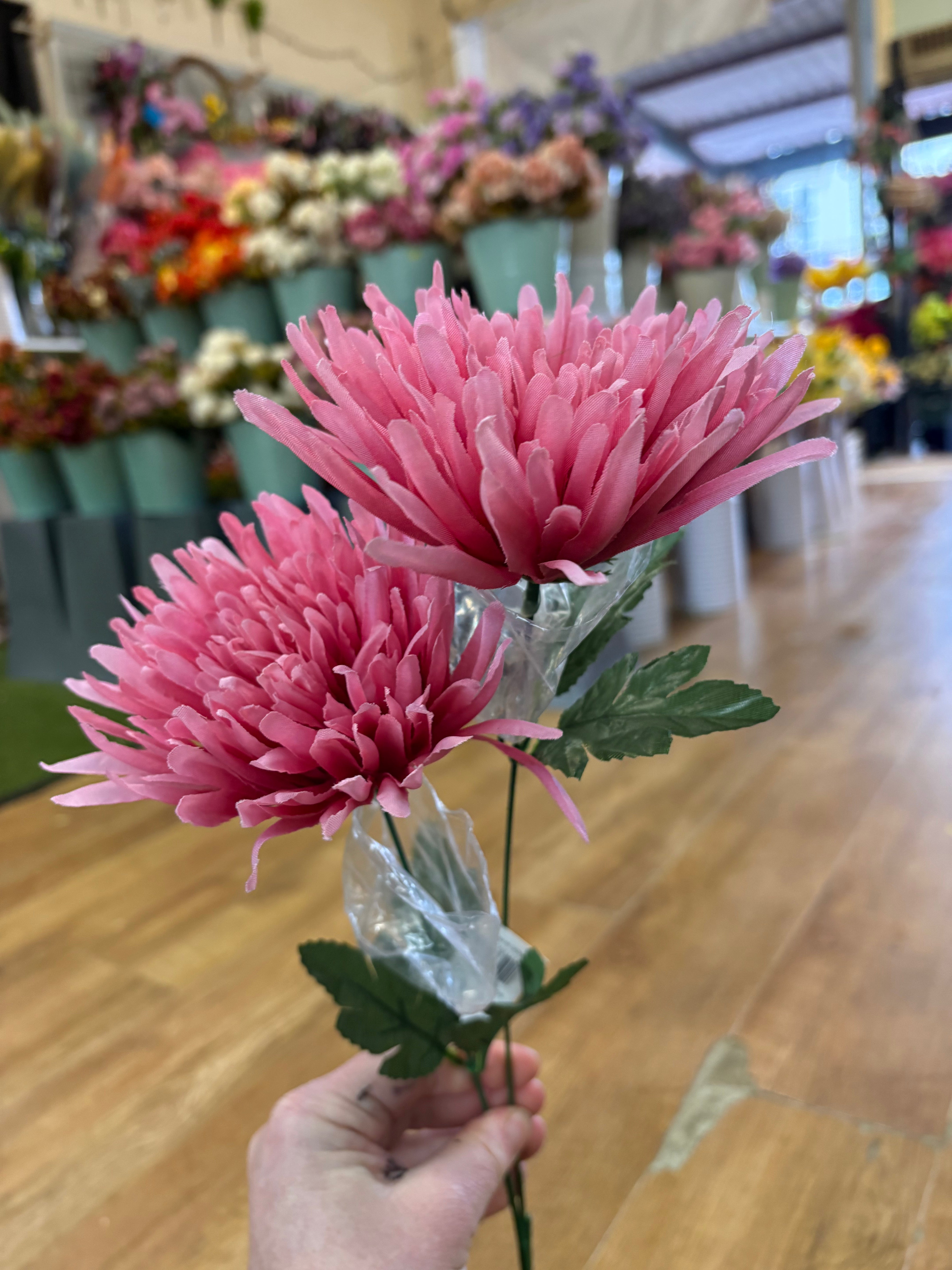 Long stem spiky mum - 2 colours available