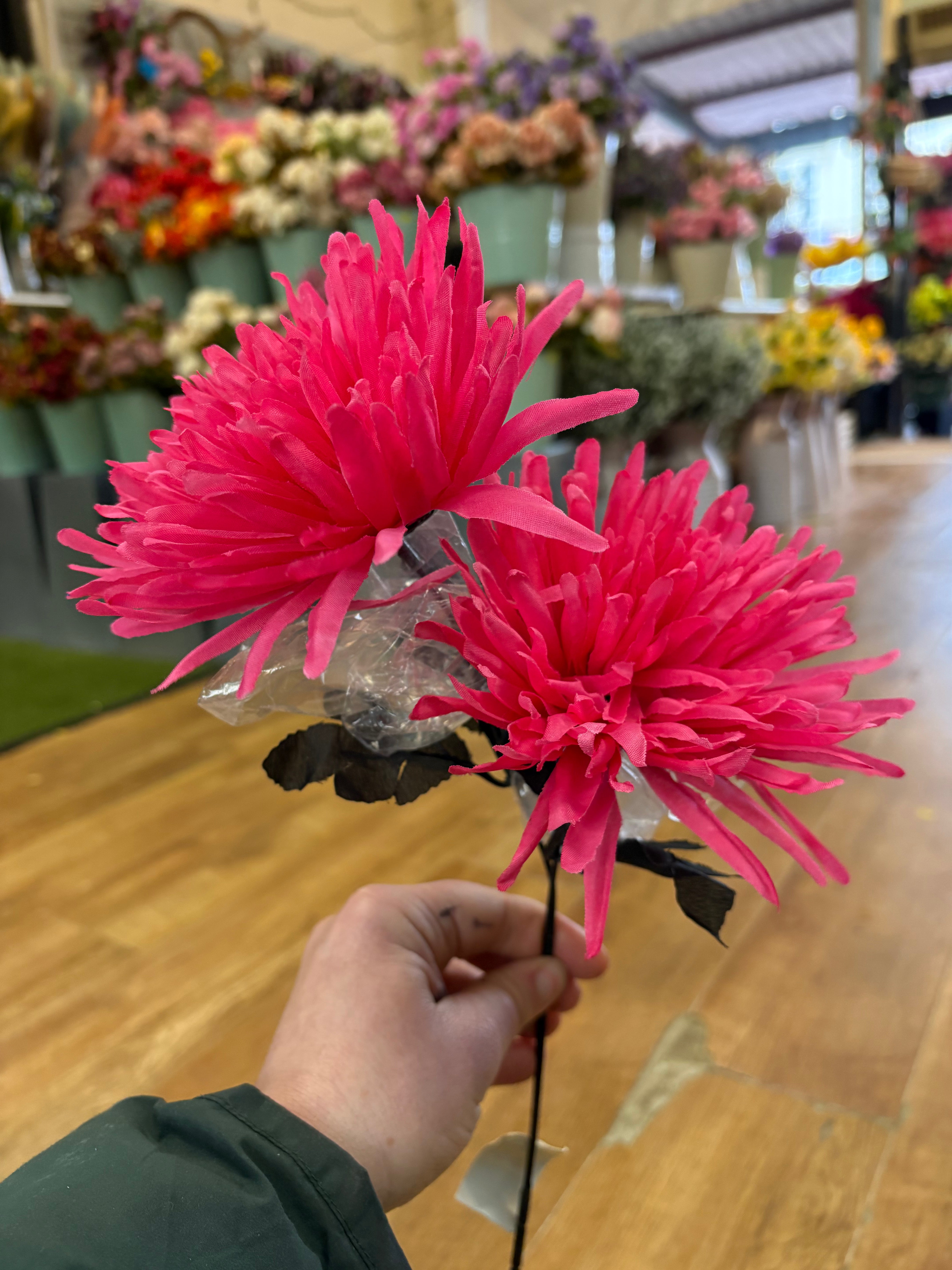 Long stem spiky mum - 2 colours available