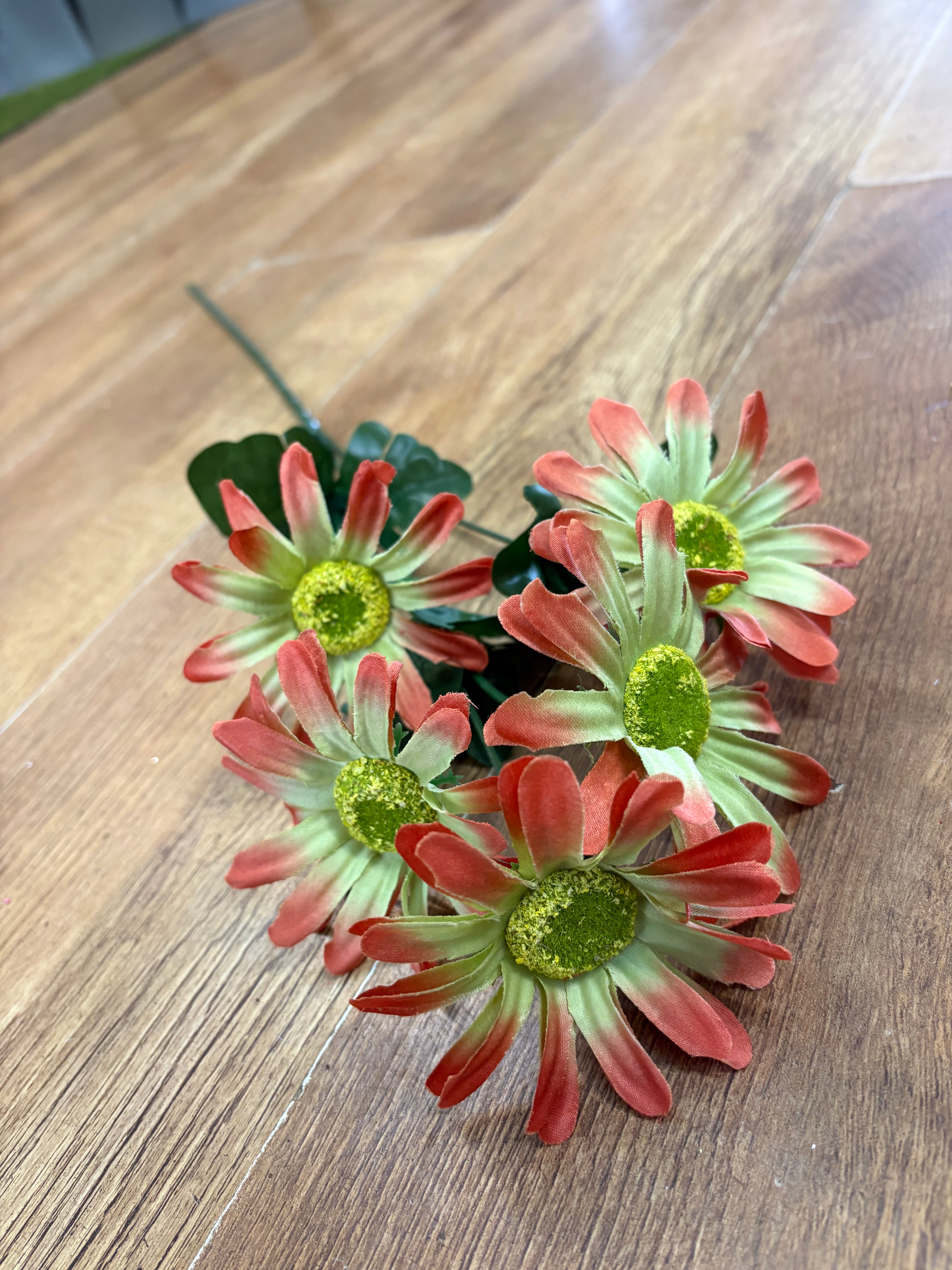 Long stem orange and green gerbera