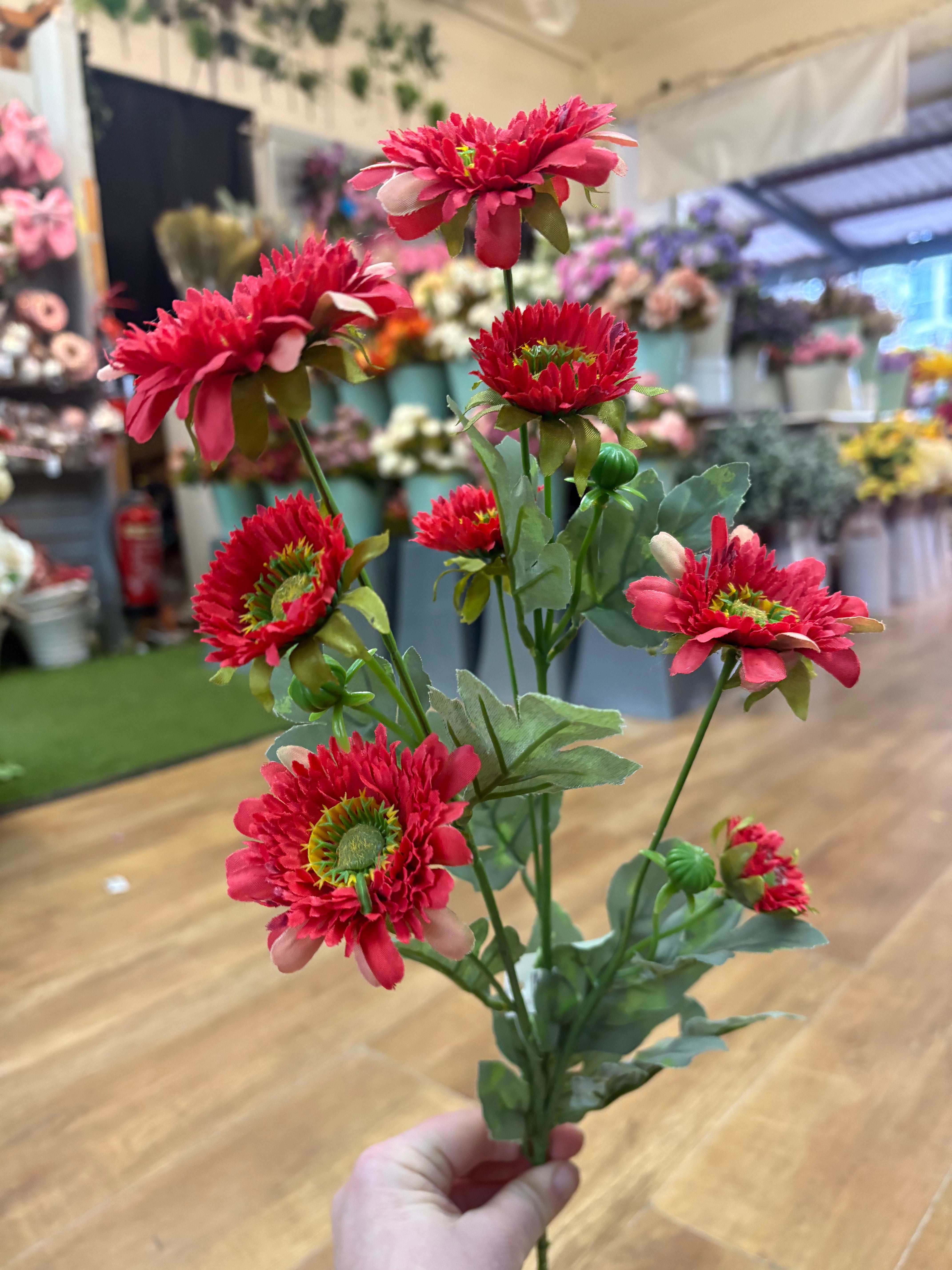 Long stem red gerbera spray