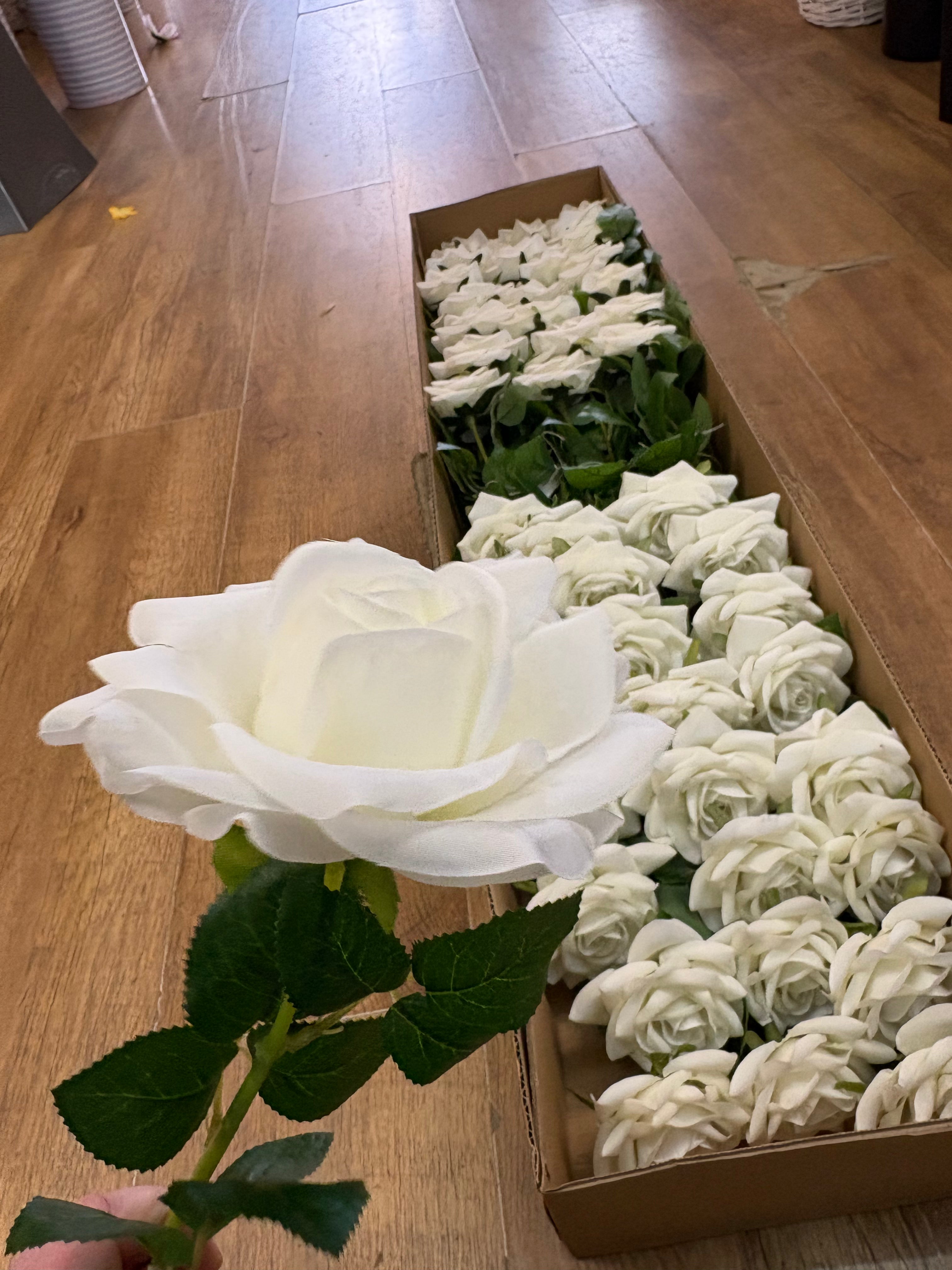 Box of 48 ivory Esme rose (head approx 11cm)