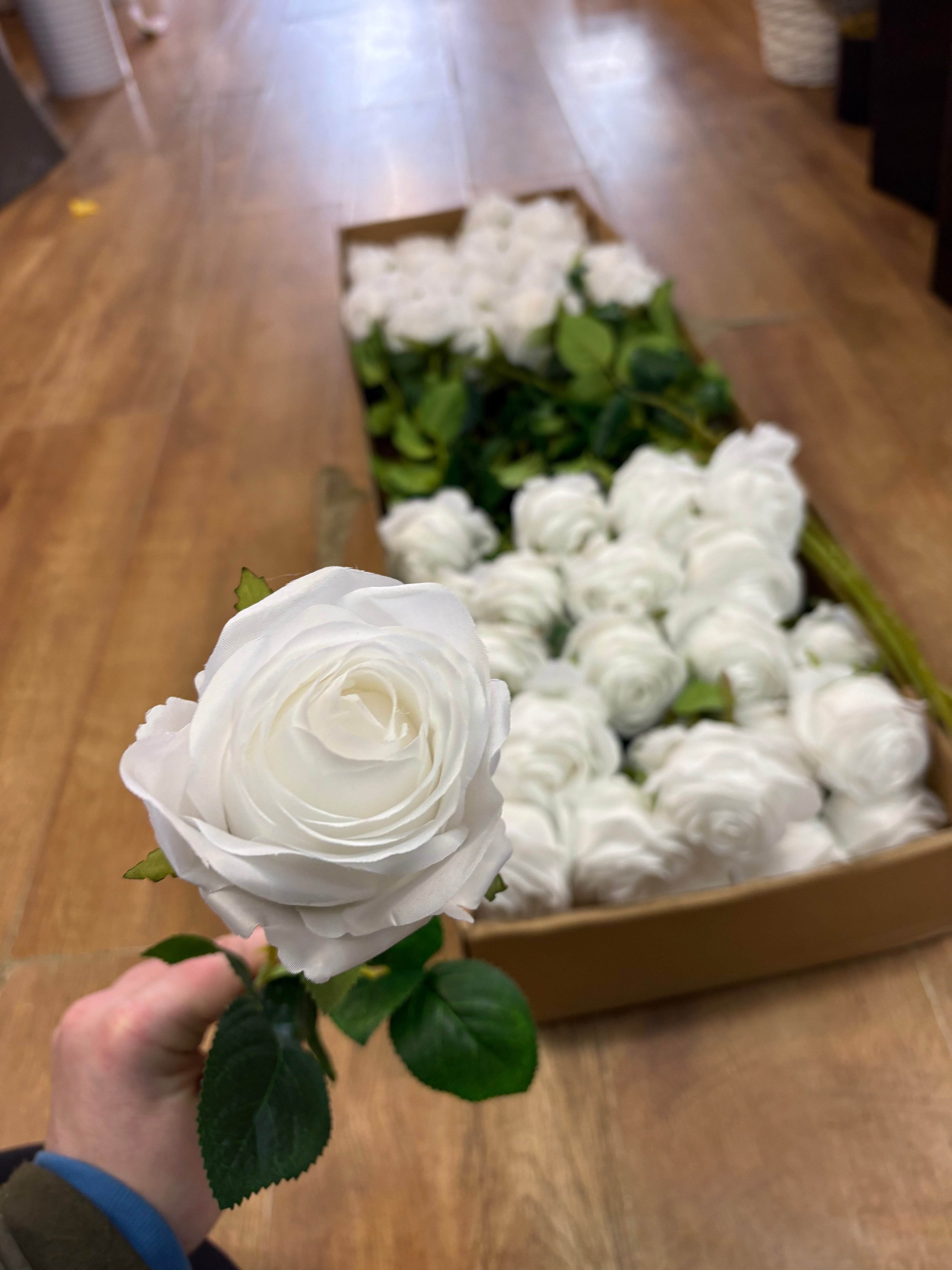 Box of 48 white harper rose (head approx 10cm)