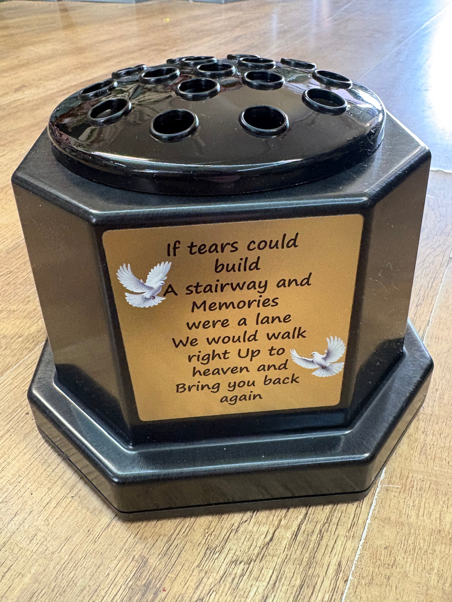 ‘If tears could build a stairwell’ weighted stand and gravepot
