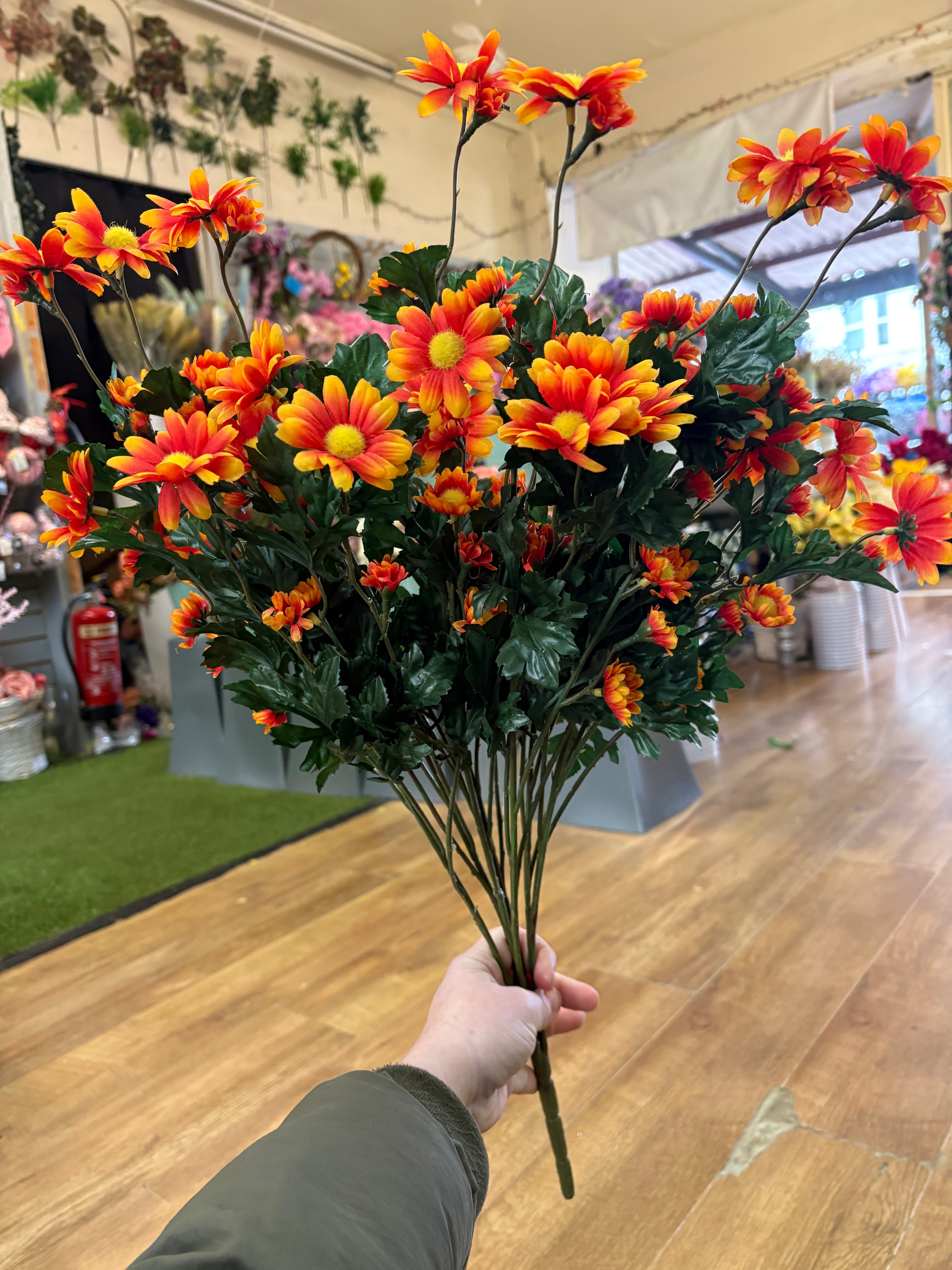 Large orange mixed size daisy bunch