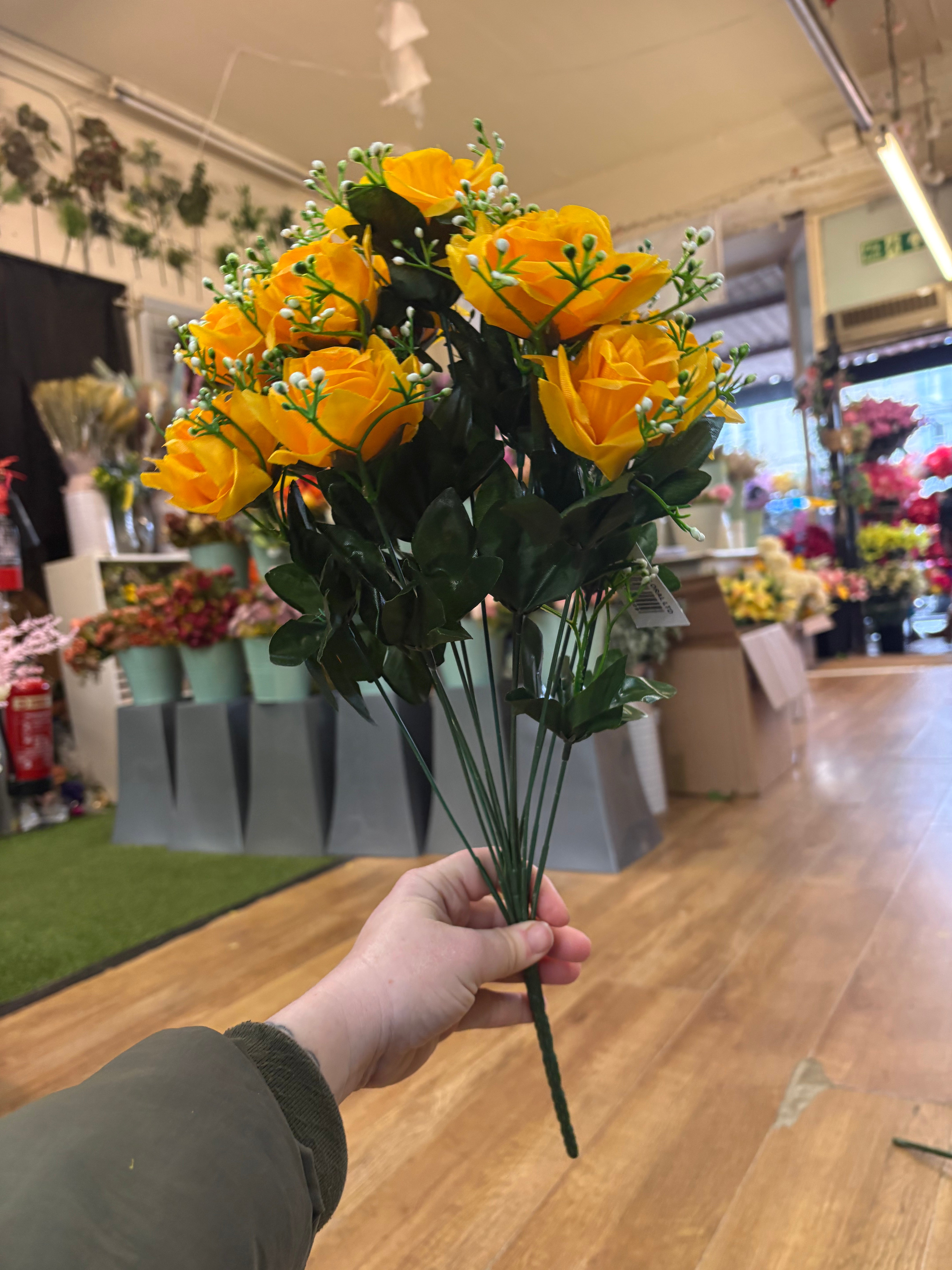 Large diamond rose and white filler bunch  - 6 colours available