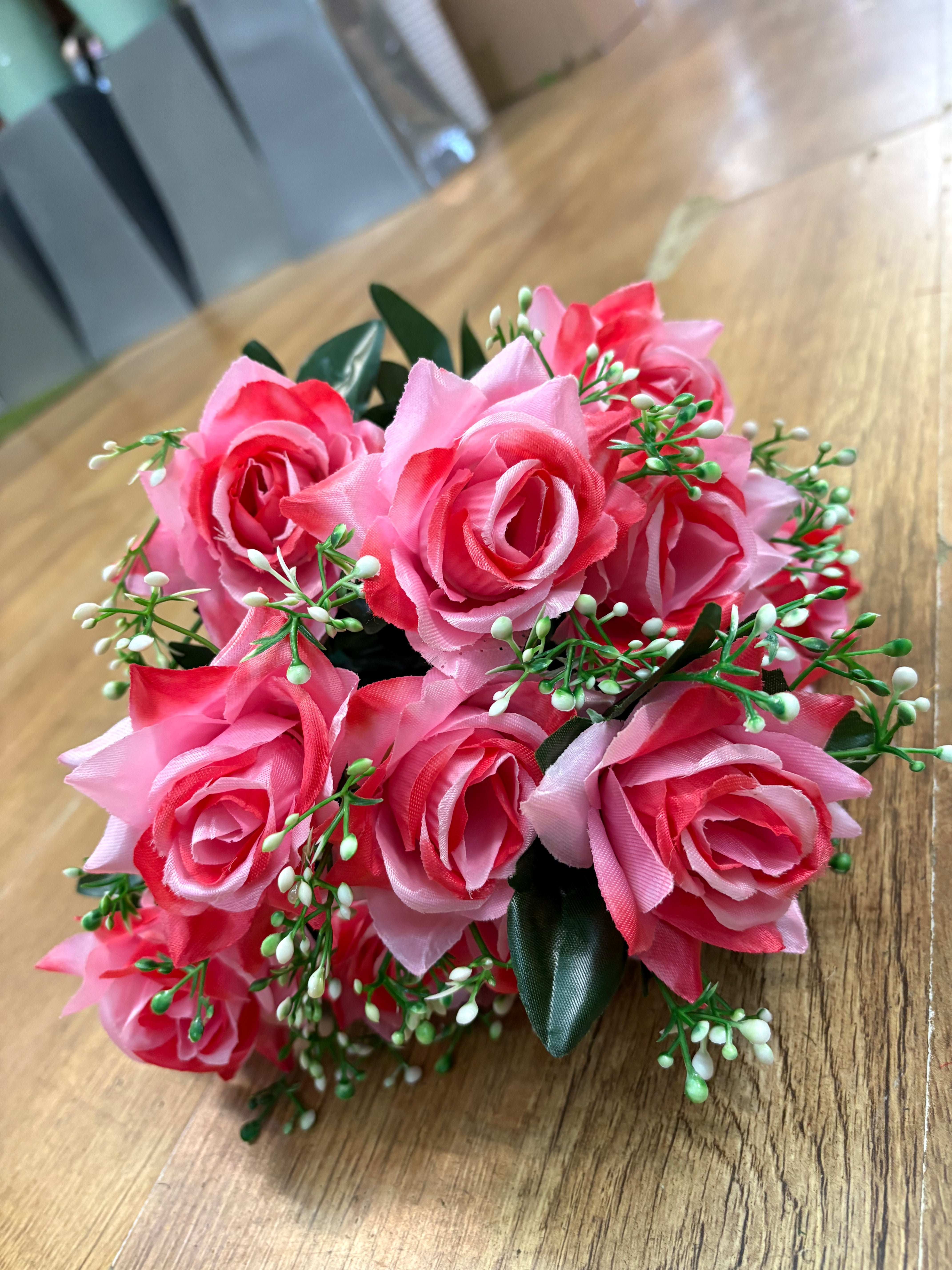 Large diamond rose and white filler bunch  - 6 colours available