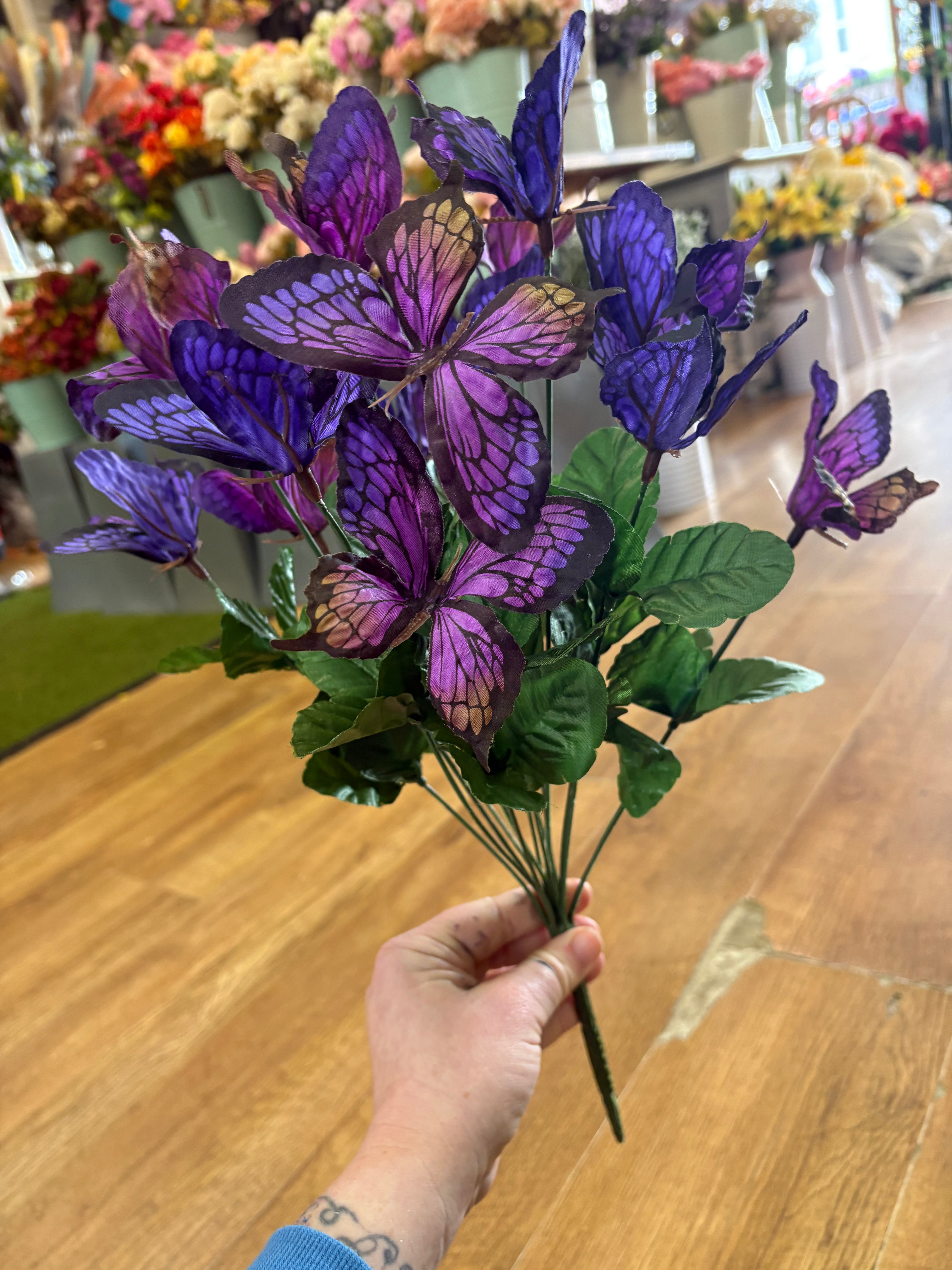 Big bunch of purple and magenta butterflies