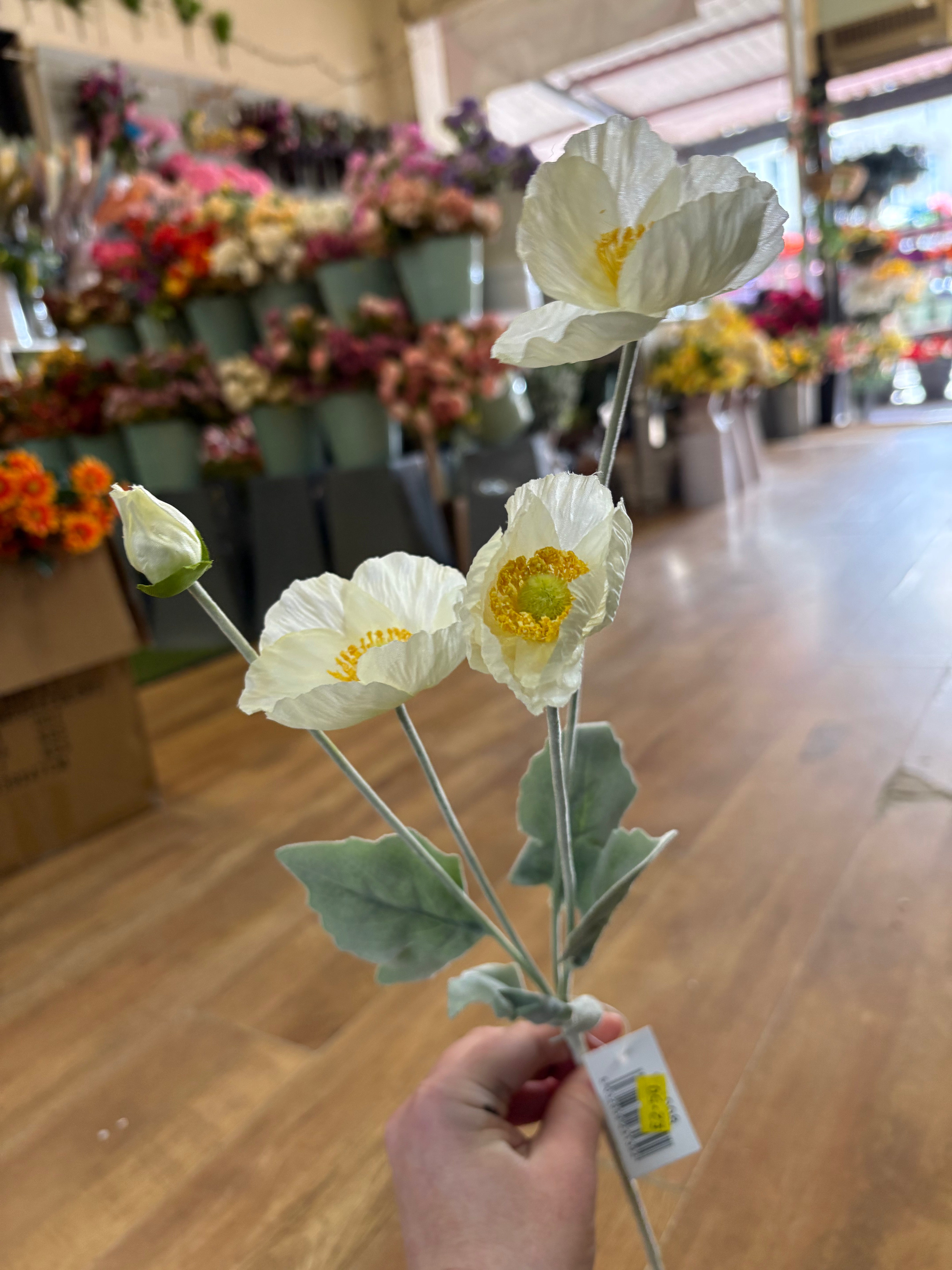 Long stem cream mila poppy spray