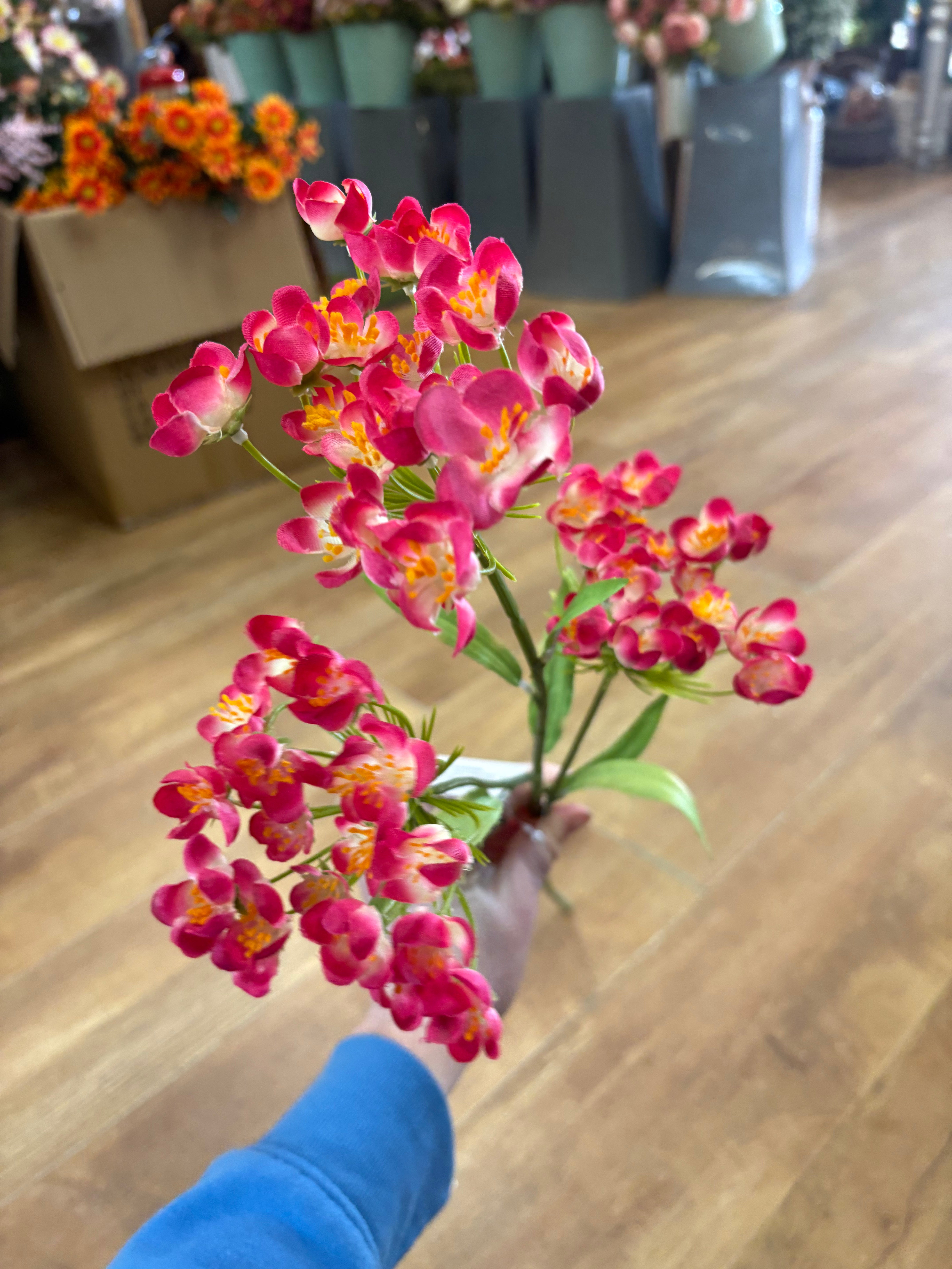 Long stem hot pink fairybell allium spray
