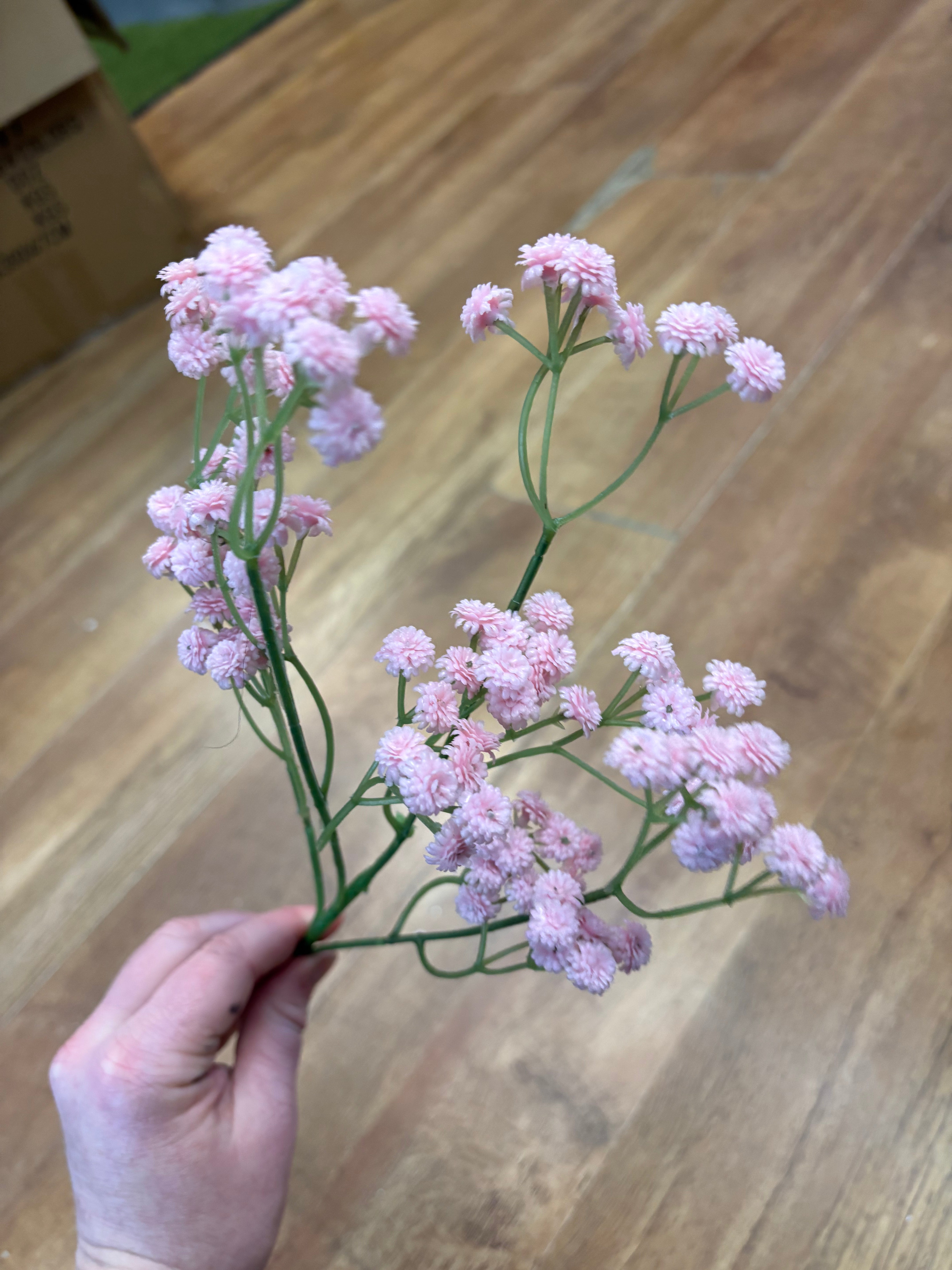 Long stem pale pink fluffy gypsophila spray