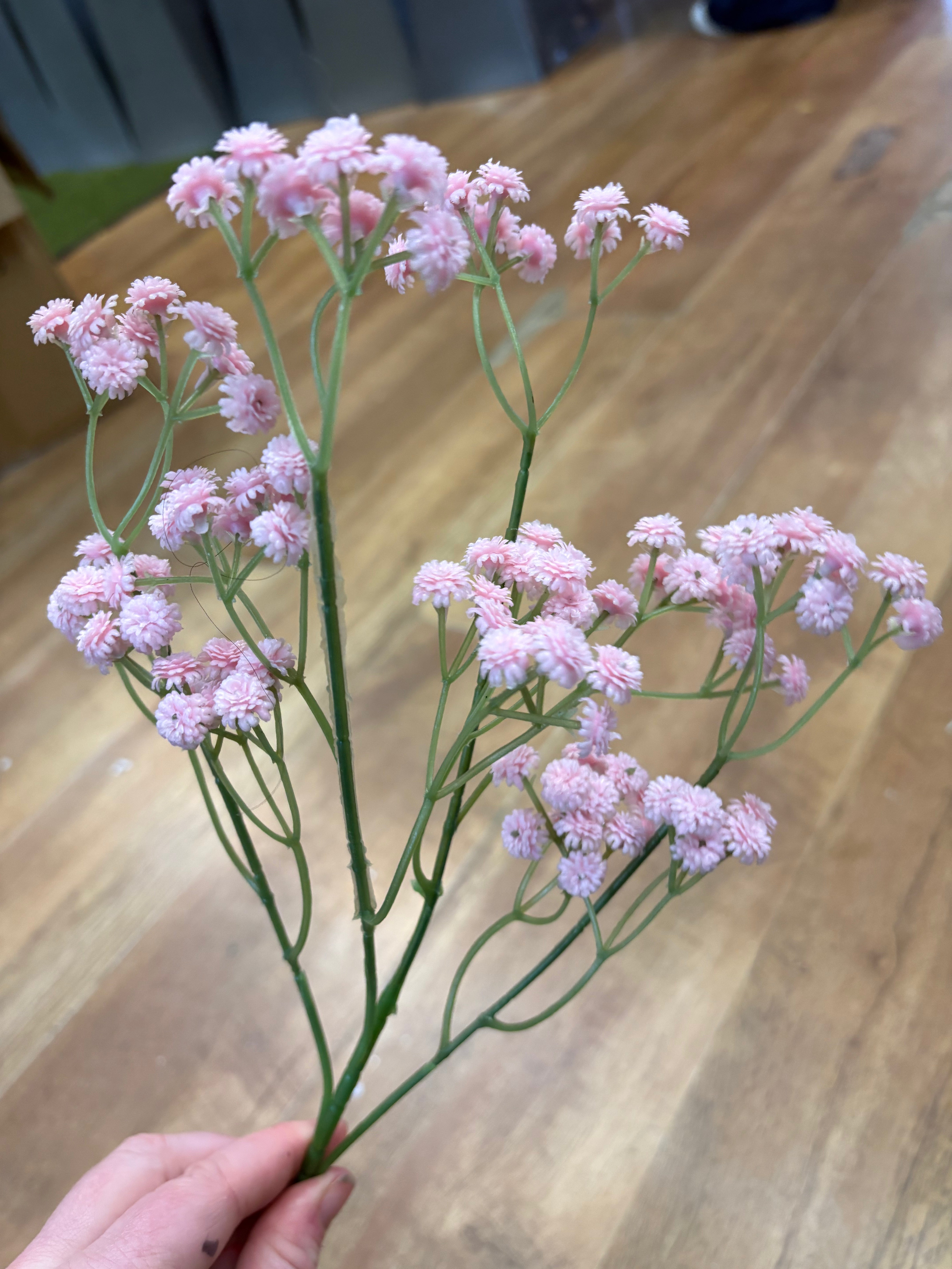 Long stem pale pink fluffy gypsophila spray