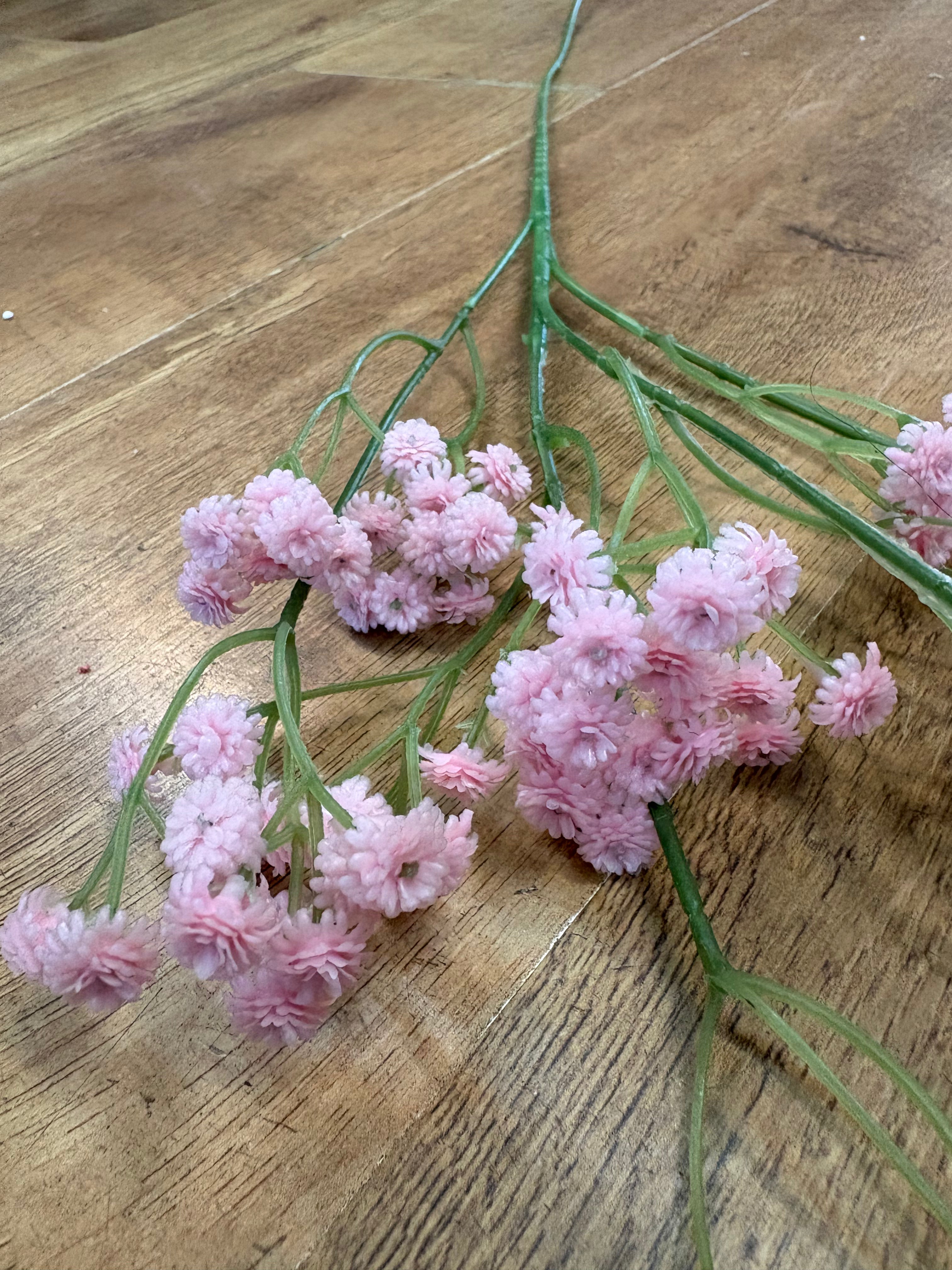 Long stem pale pink fluffy gypsophila spray