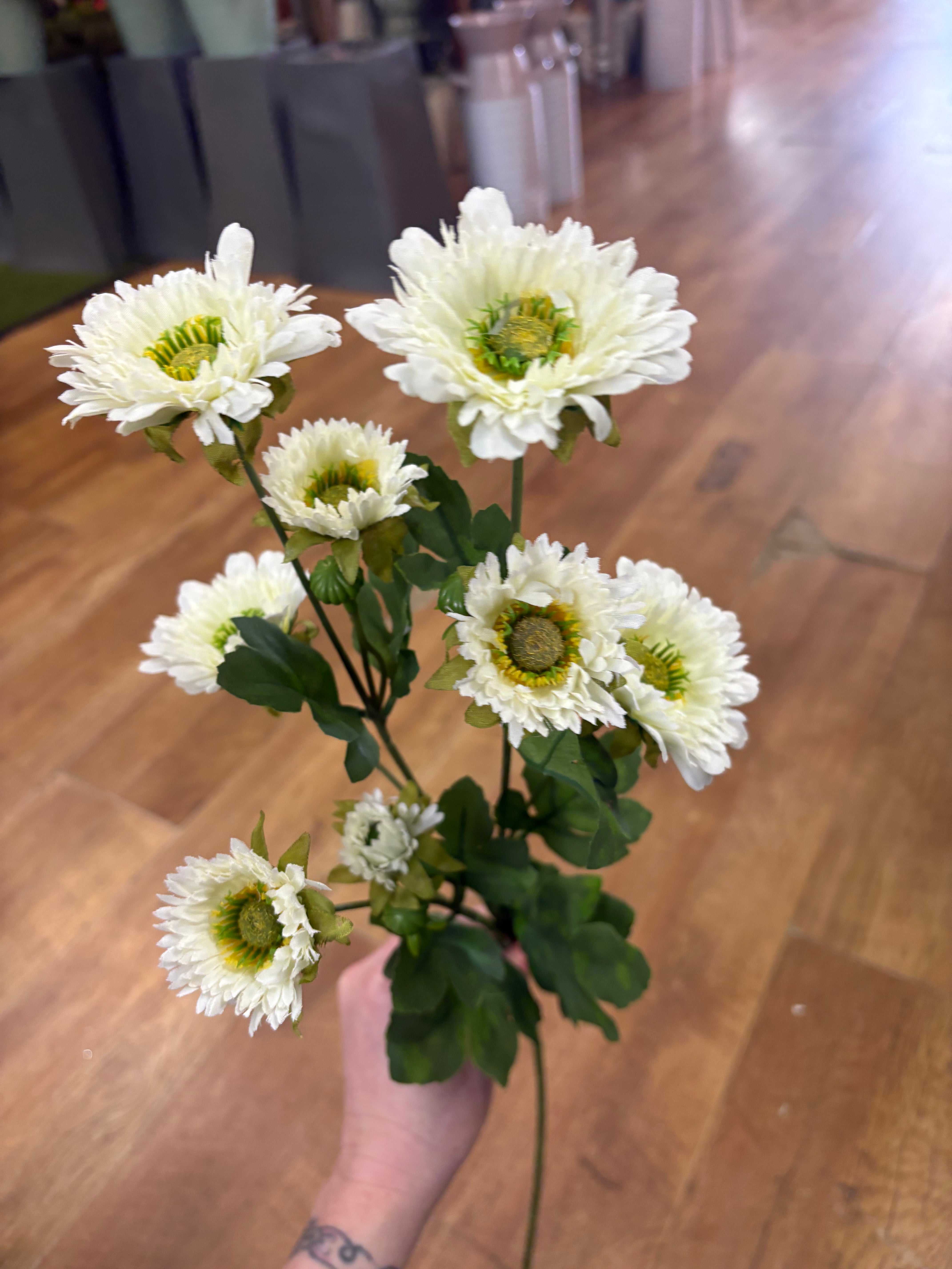 Long stem ivory wild gerbera spray