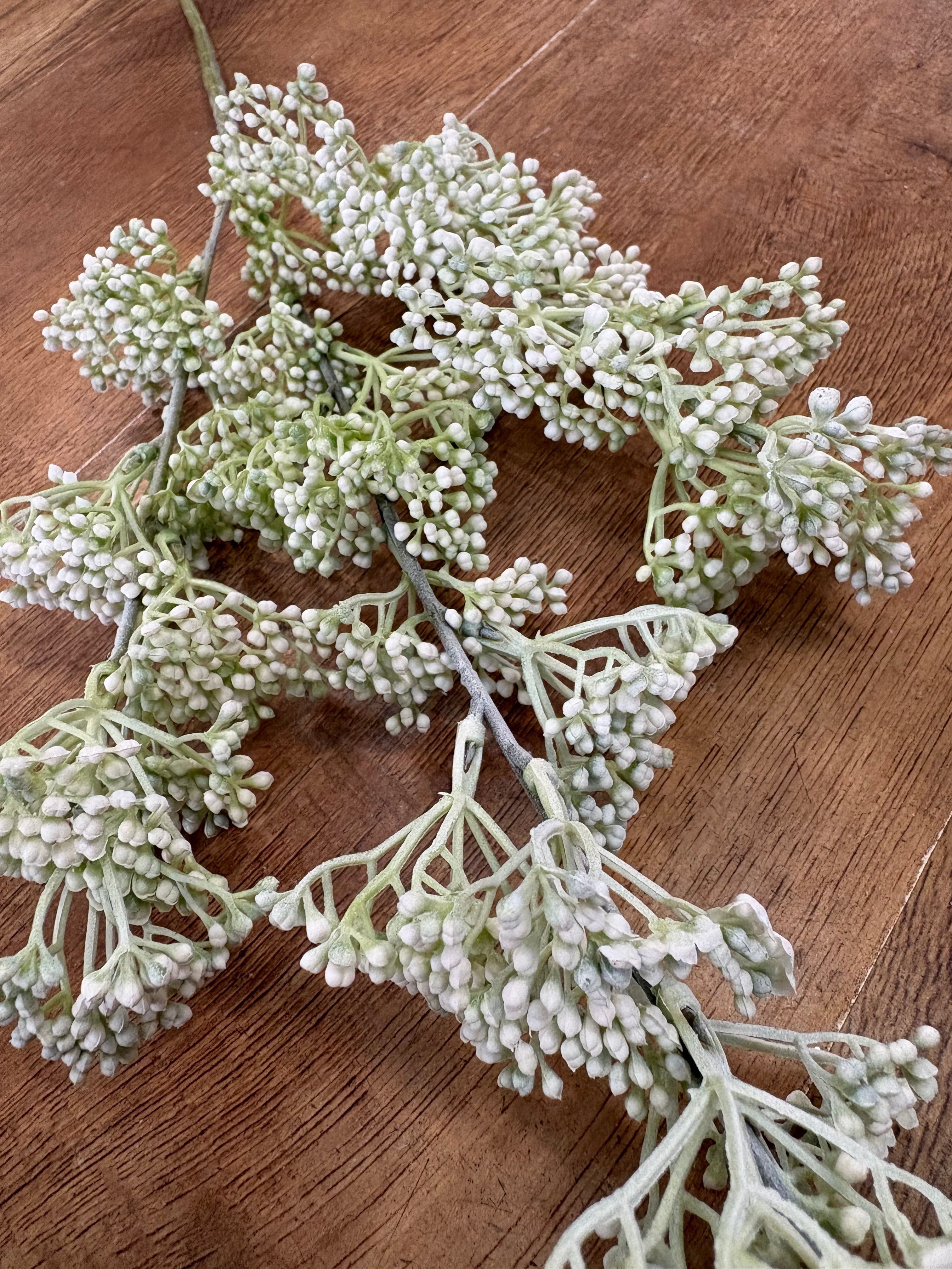 Long stem white mini bud spray