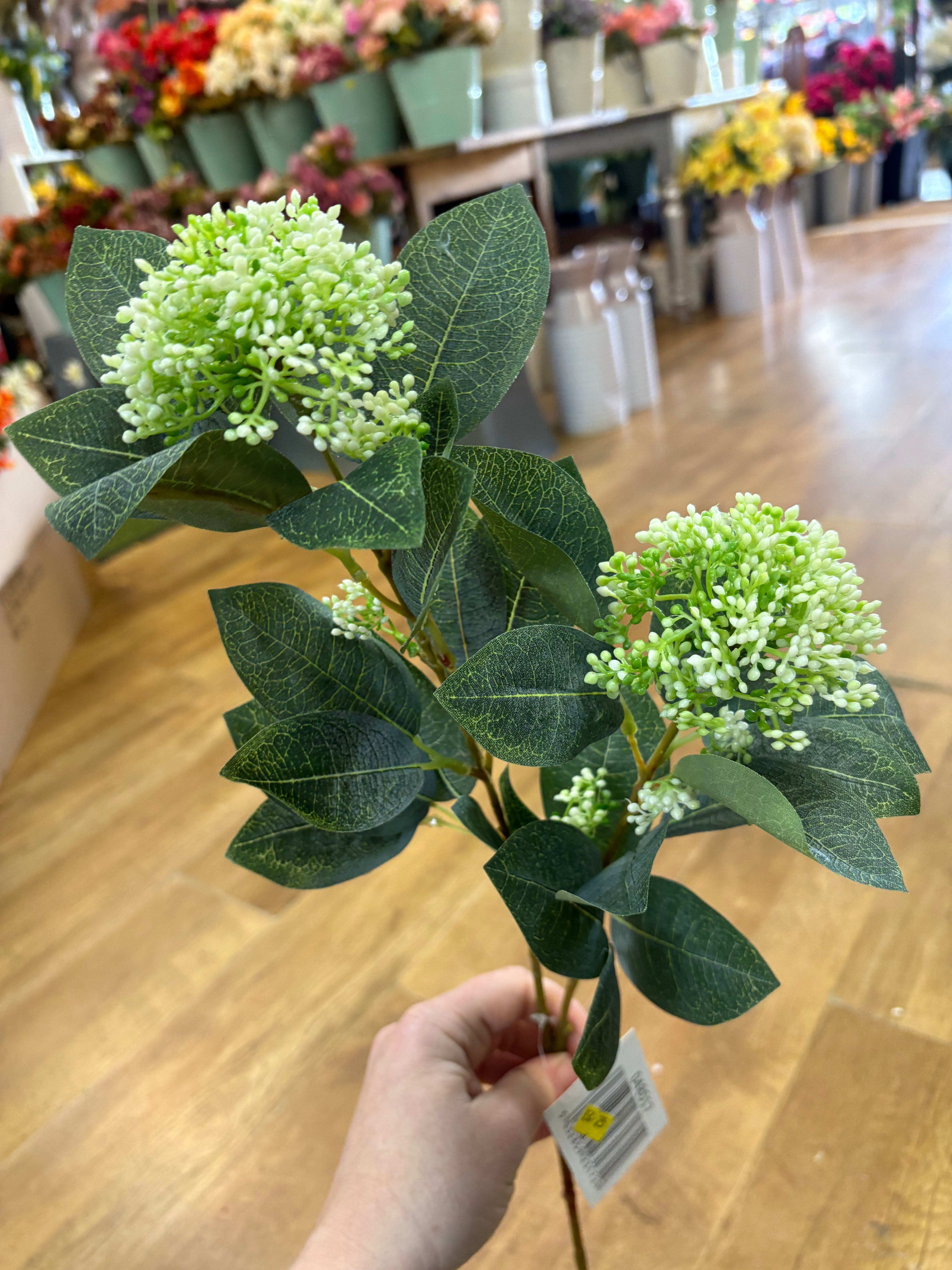 Long stem white bushy viburnium spray
