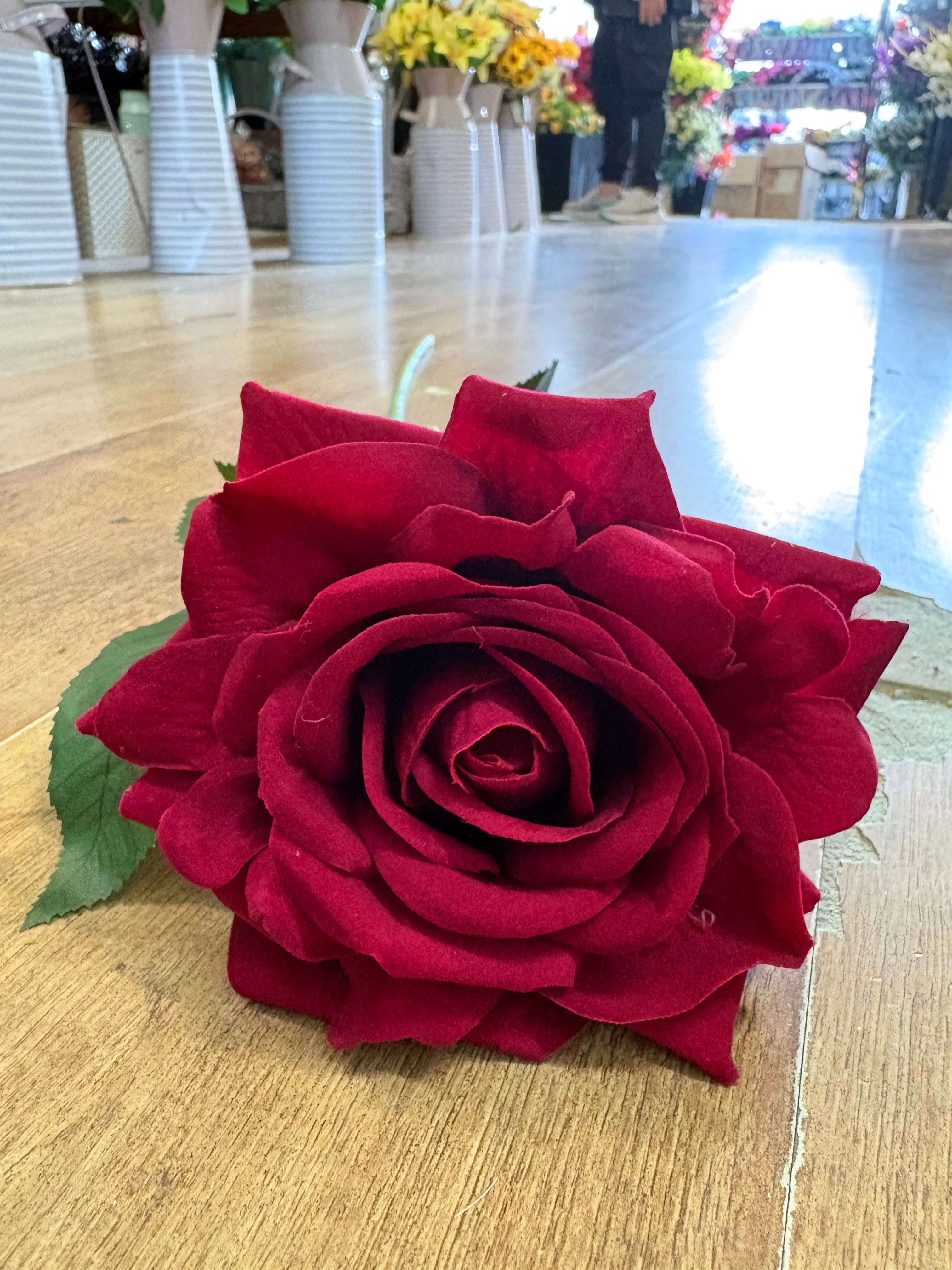 Long stem red velvet rose