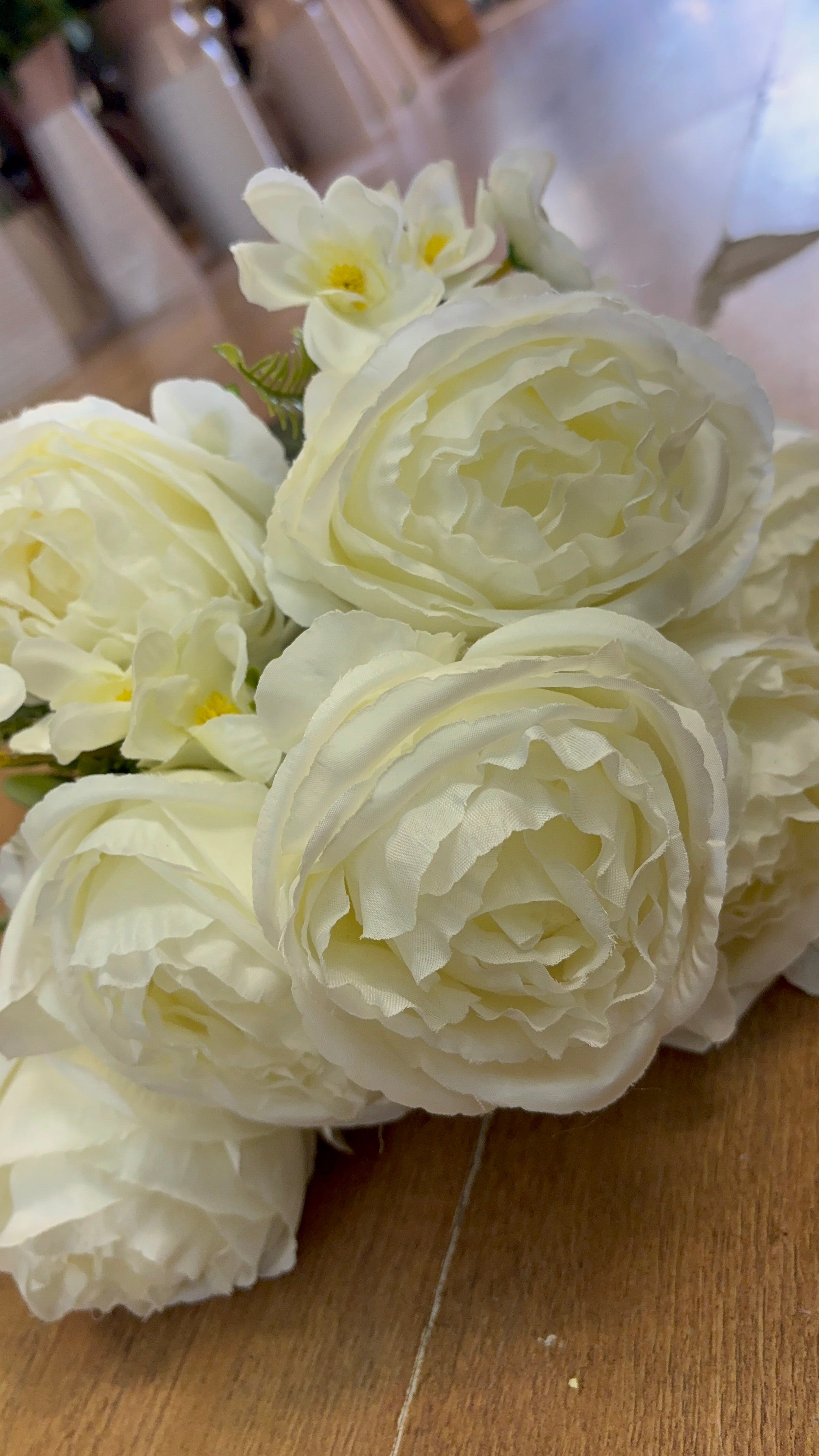 Large ivory peony and mixed foliage bouquet