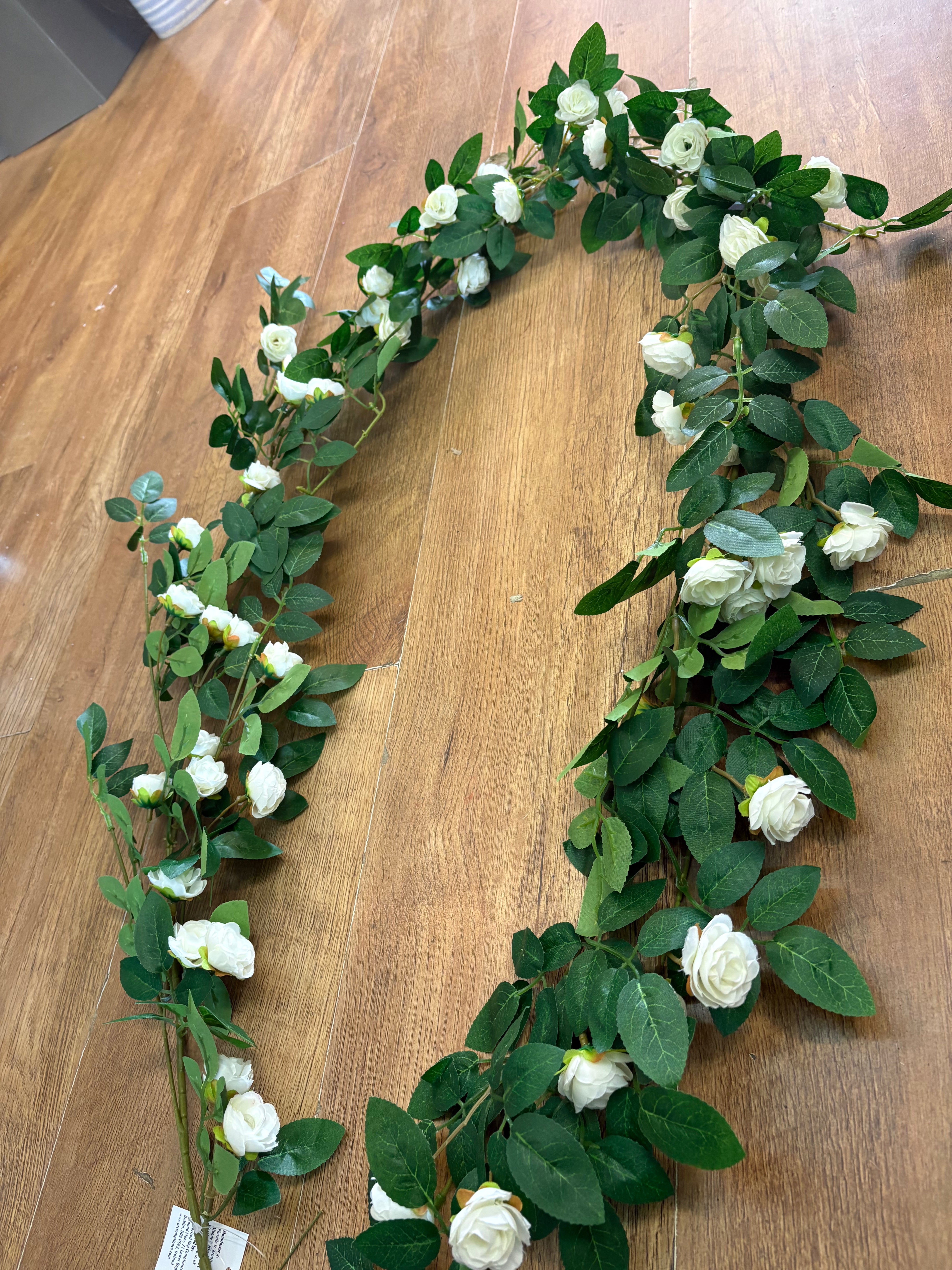 170cm ivory miniature rose and foliage garland