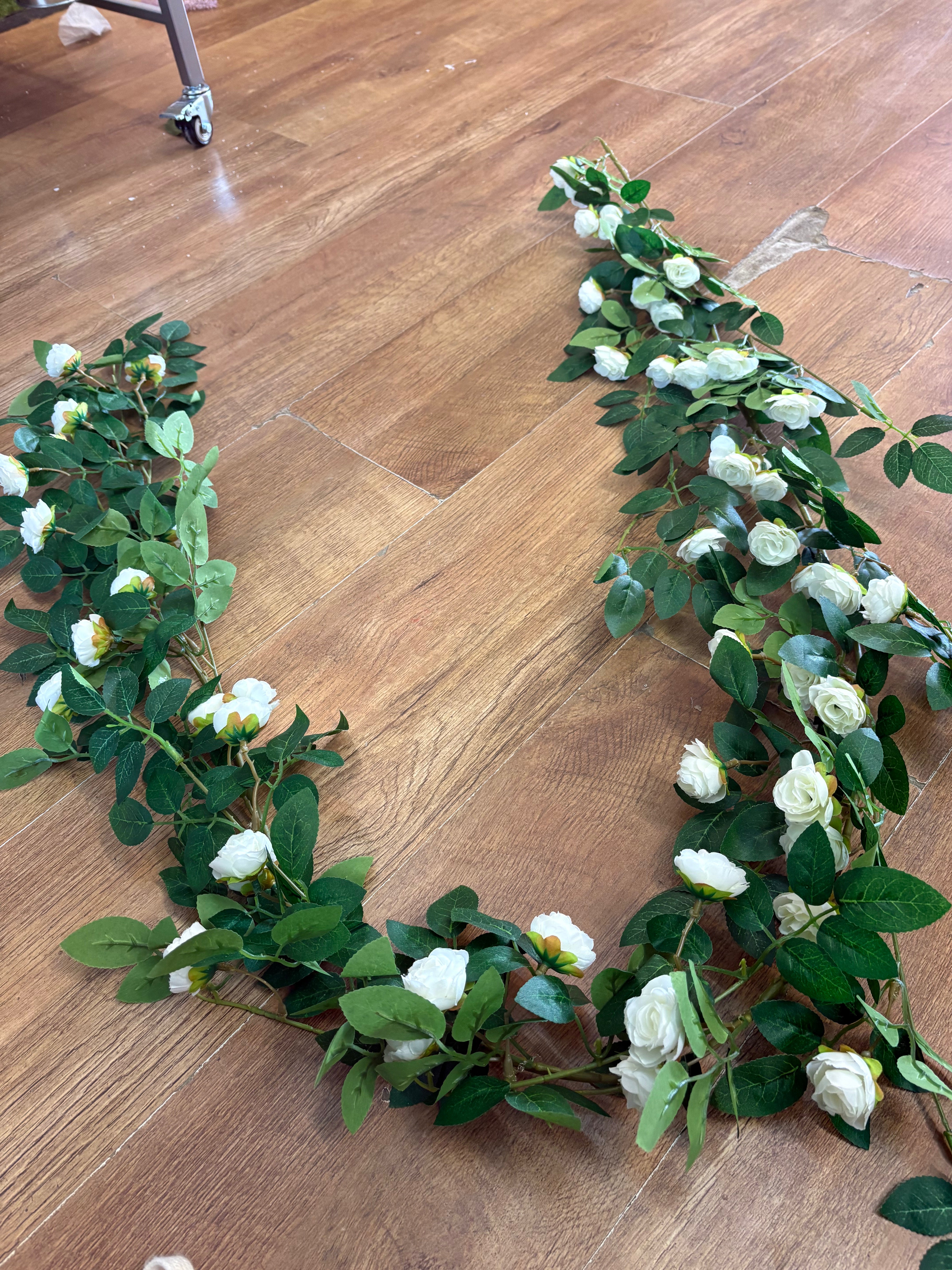 170cm ivory miniature rose and foliage garland