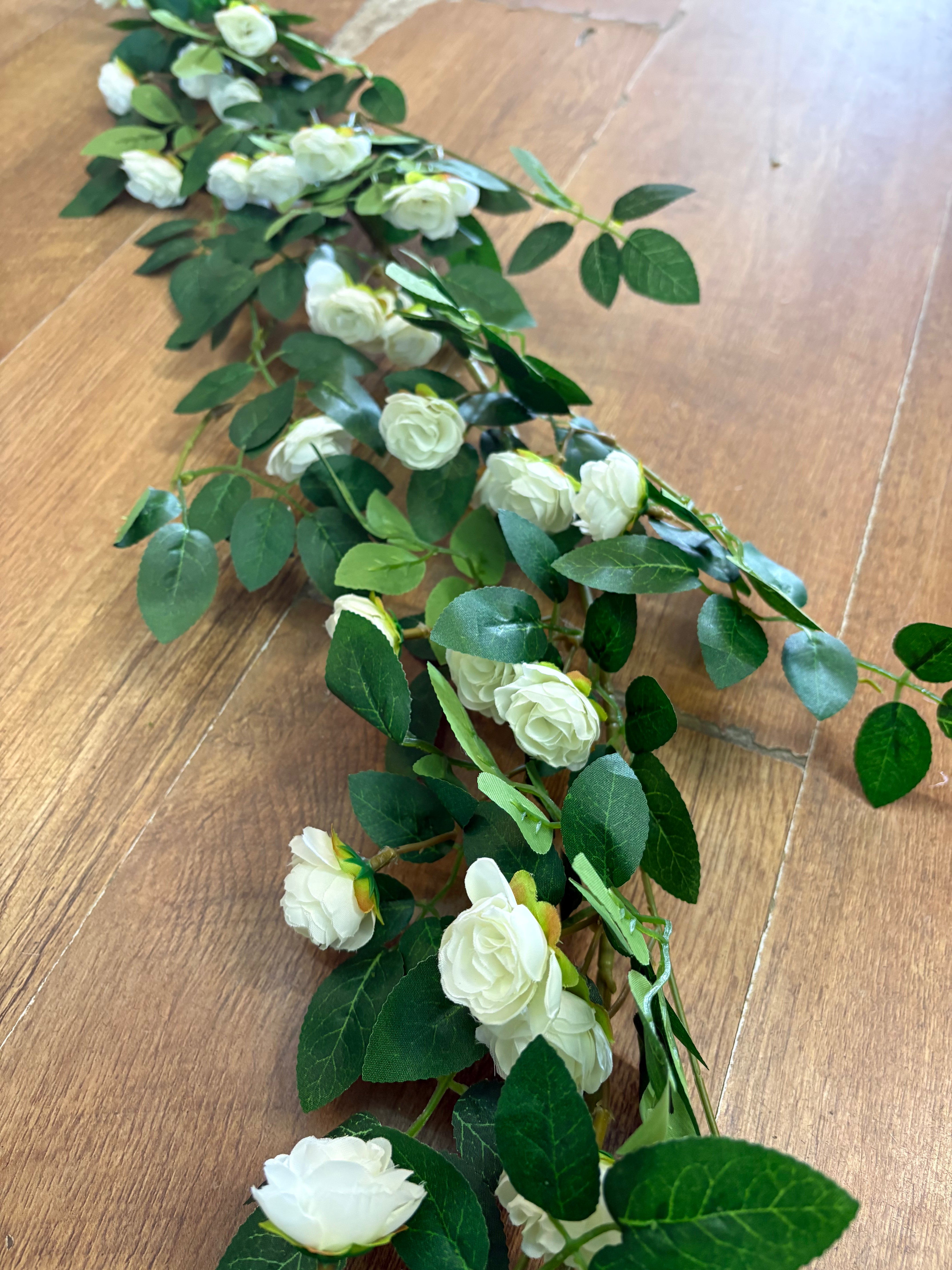 170cm ivory miniature rose and foliage garland