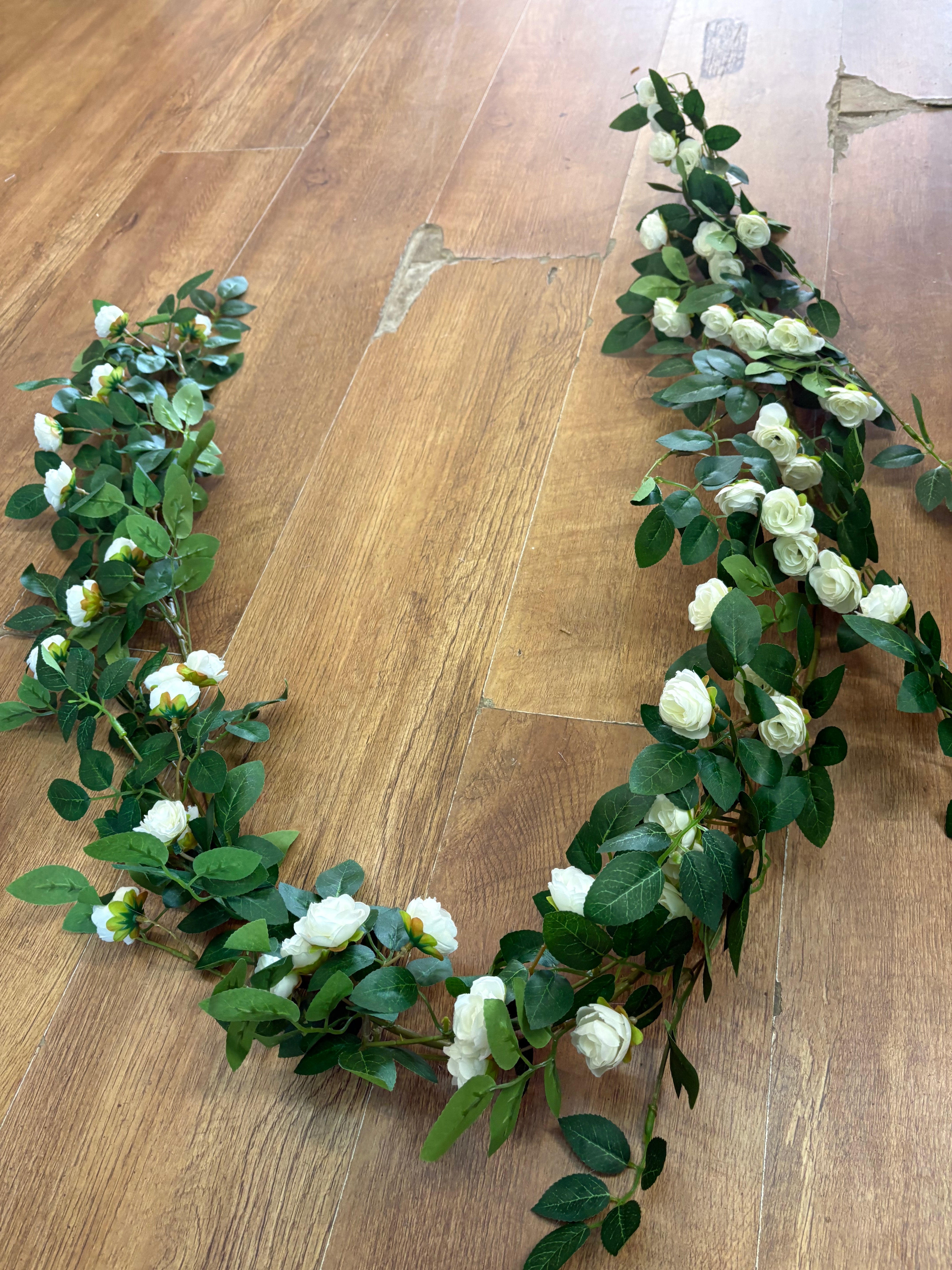 170cm ivory miniature rose and foliage garland