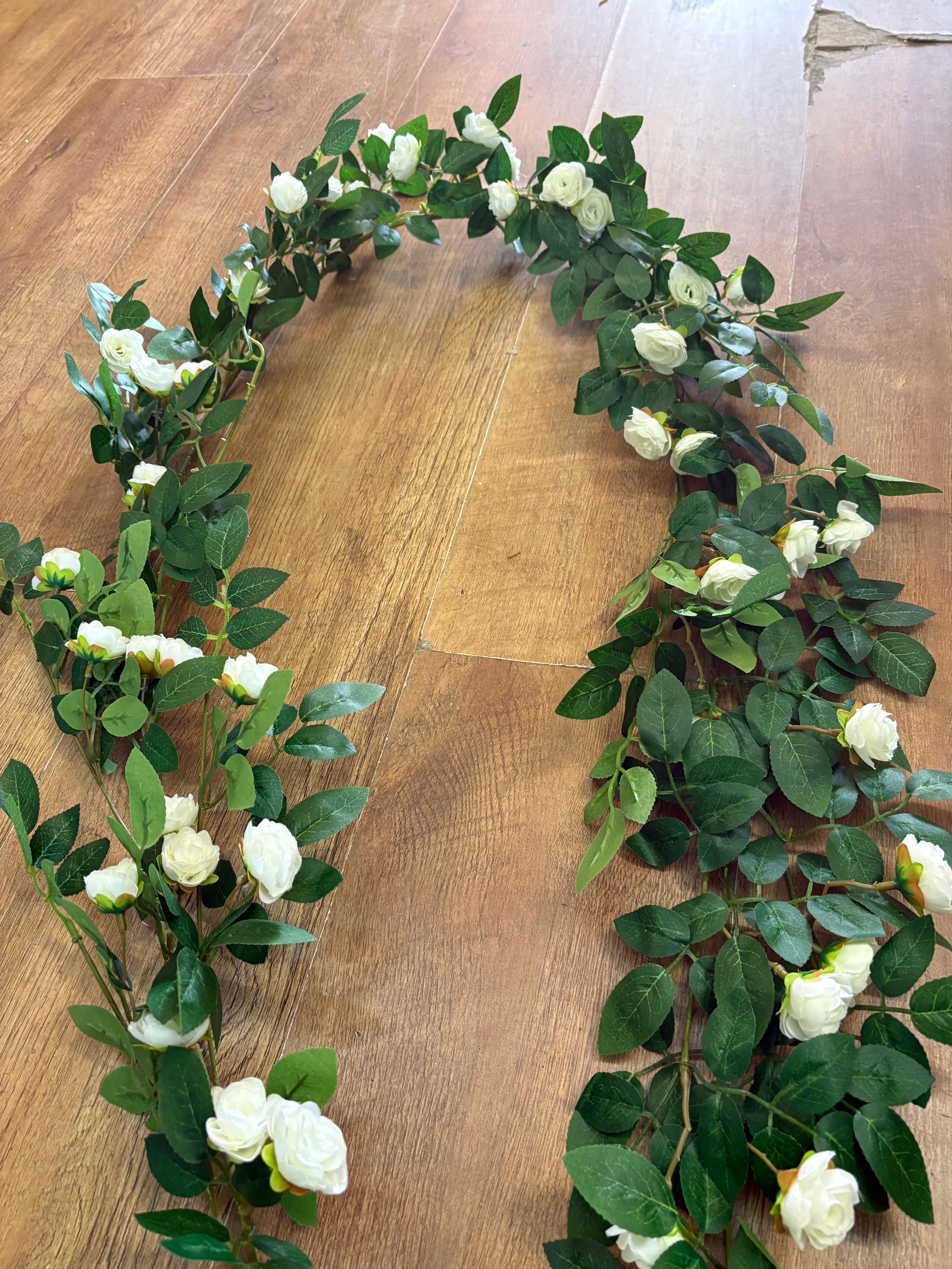 170cm ivory miniature rose and foliage garland