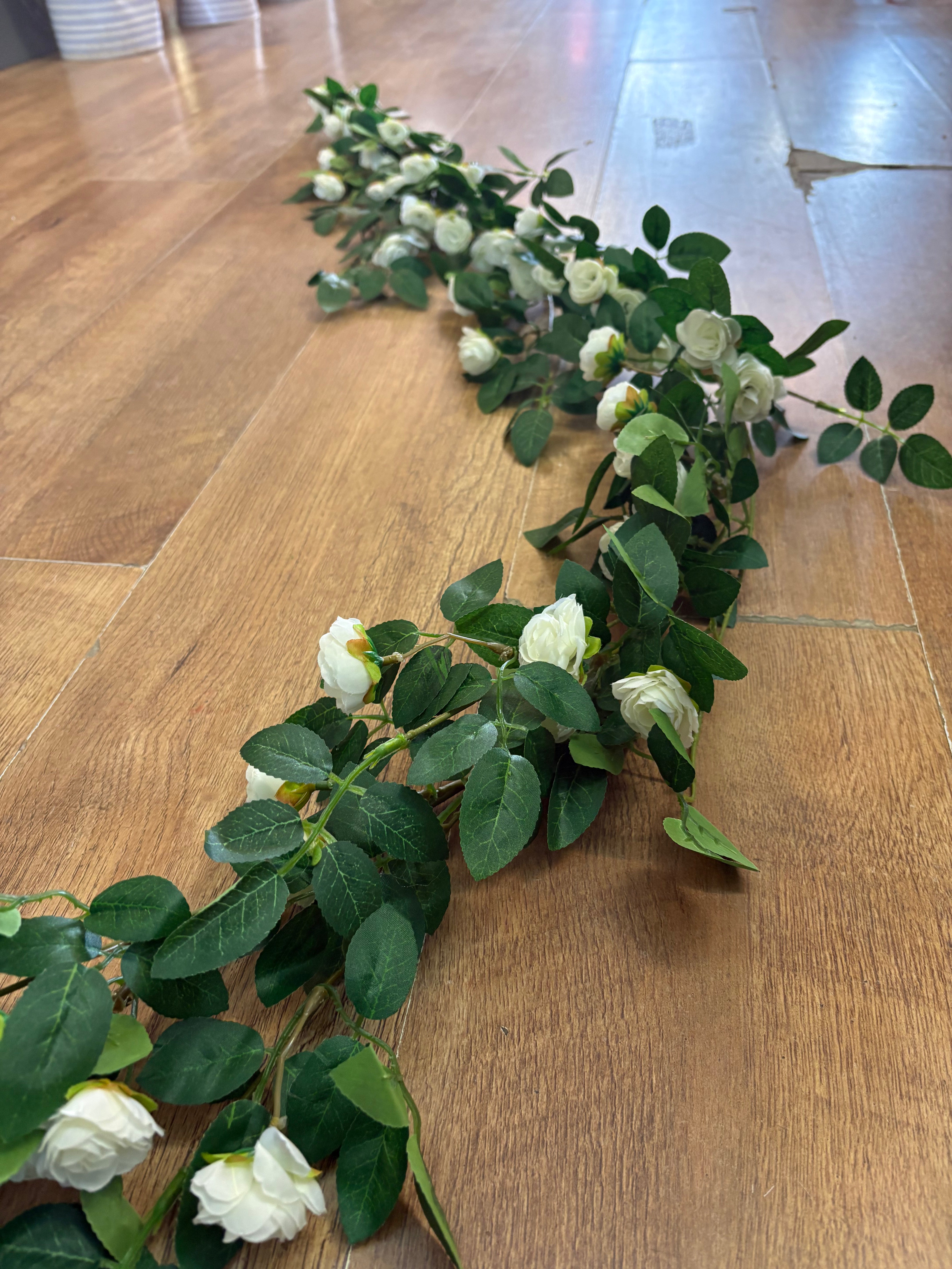 170cm ivory miniature rose and foliage garland