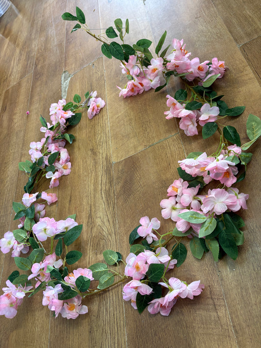 160cm pink cherry blossom and foliage garland