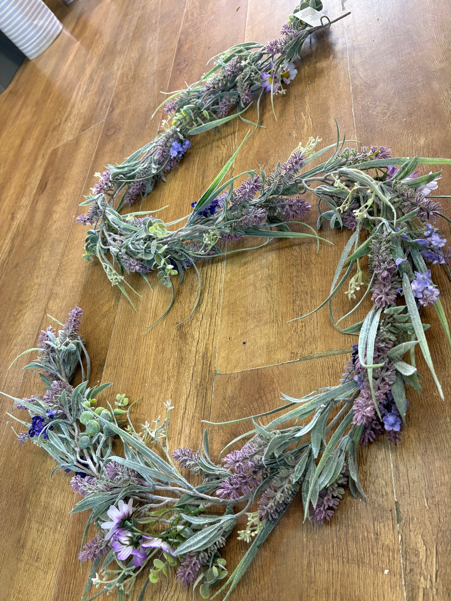 180cm wild lavender and wild flower flocked garland