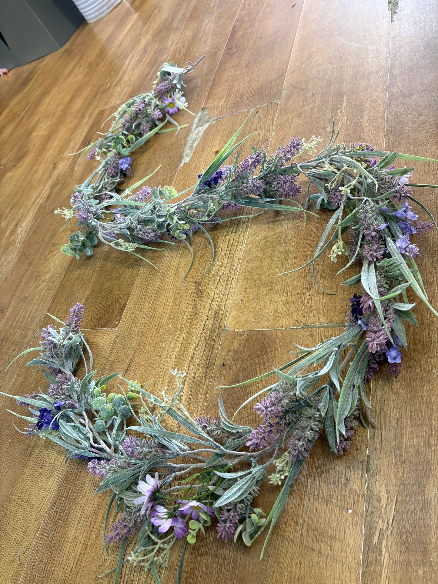180cm wild lavender and wild flower flocked garland