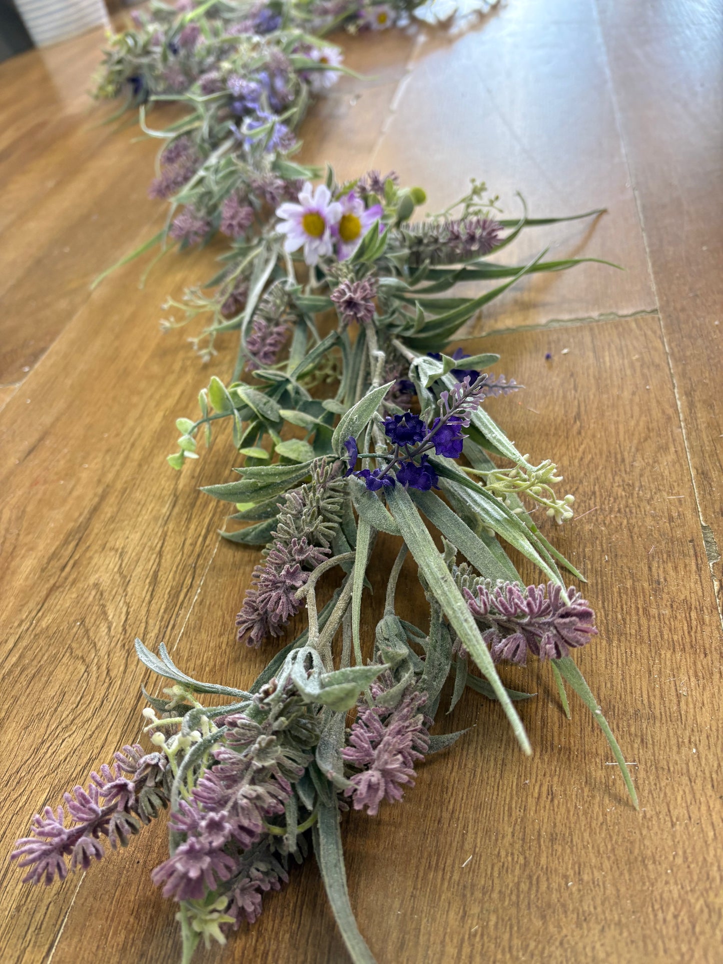 180cm wild lavender and wild flower flocked garland