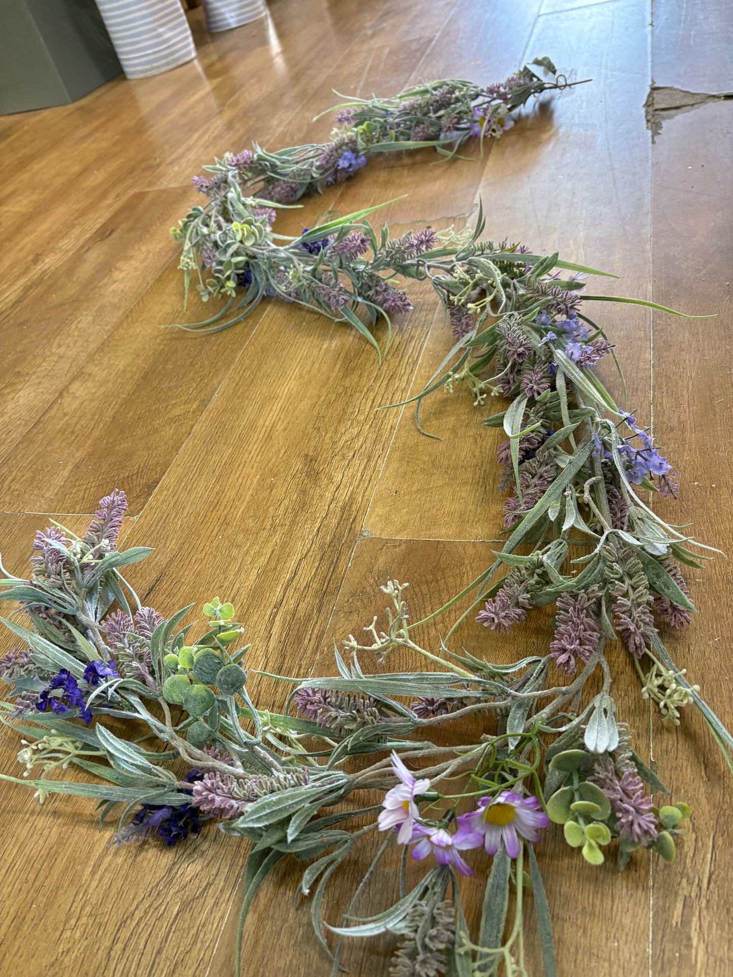 180cm wild lavender and wild flower flocked garland