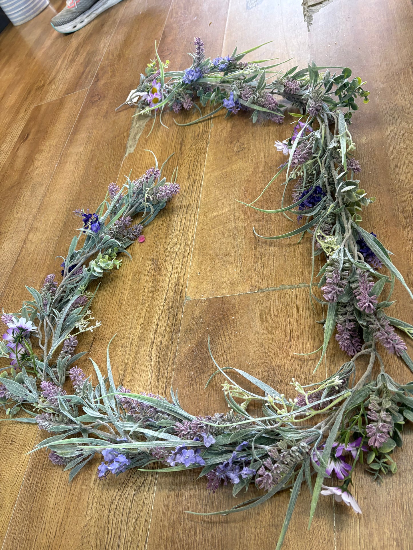 180cm wild lavender and wild flower flocked garland
