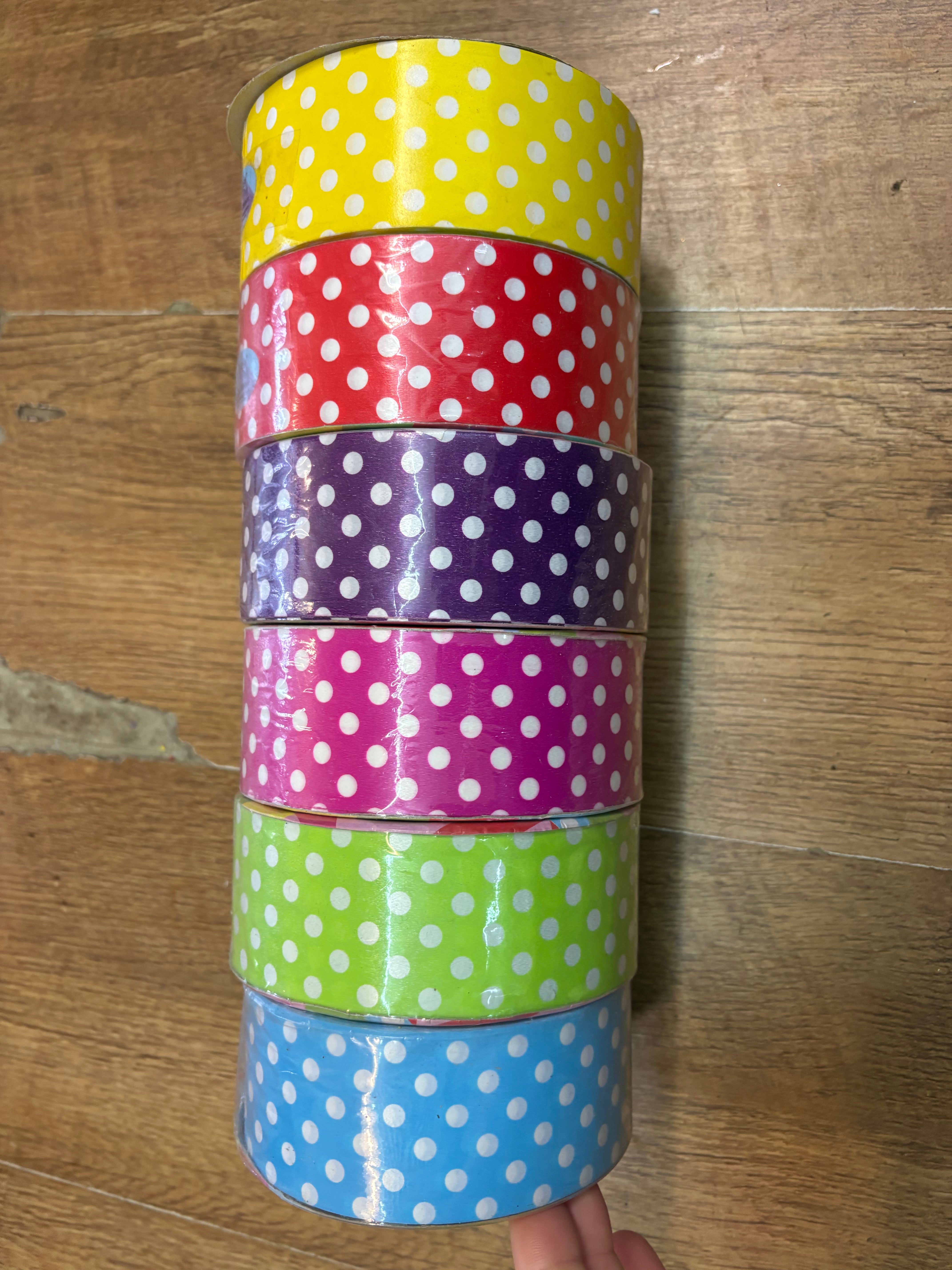 50m roll of Polka Dot Poly ribbon - 6 colours available
