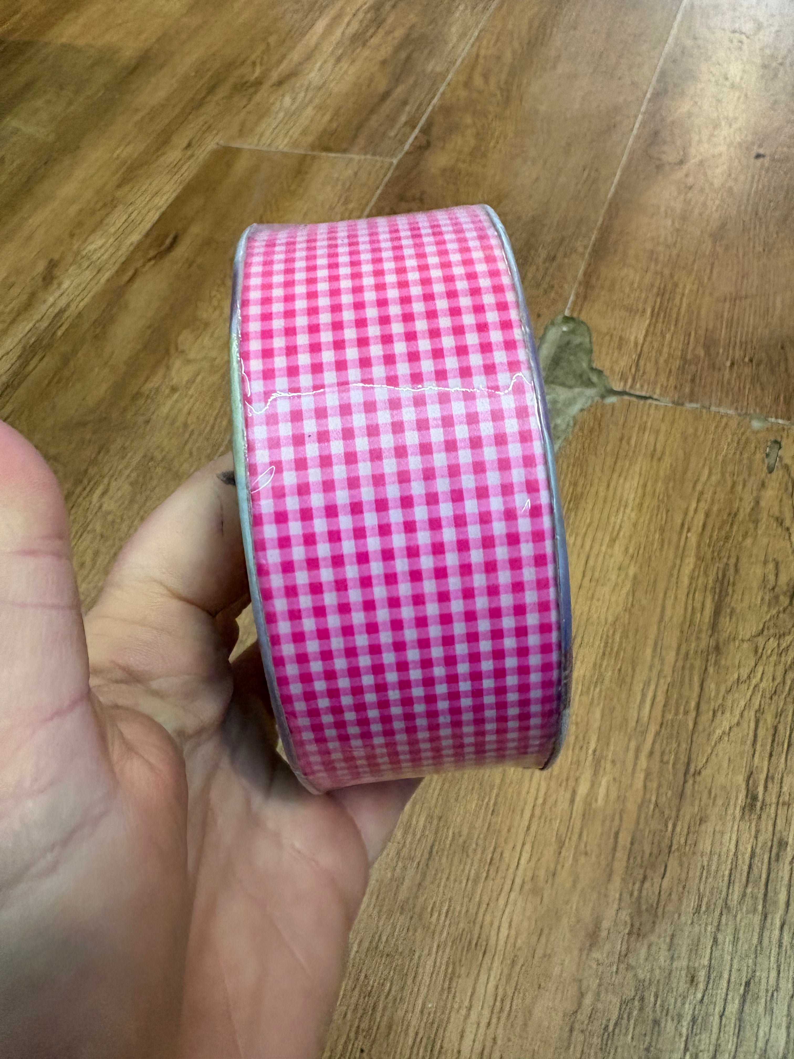50m roll of Gingham Poly ribbon - 4 colours available