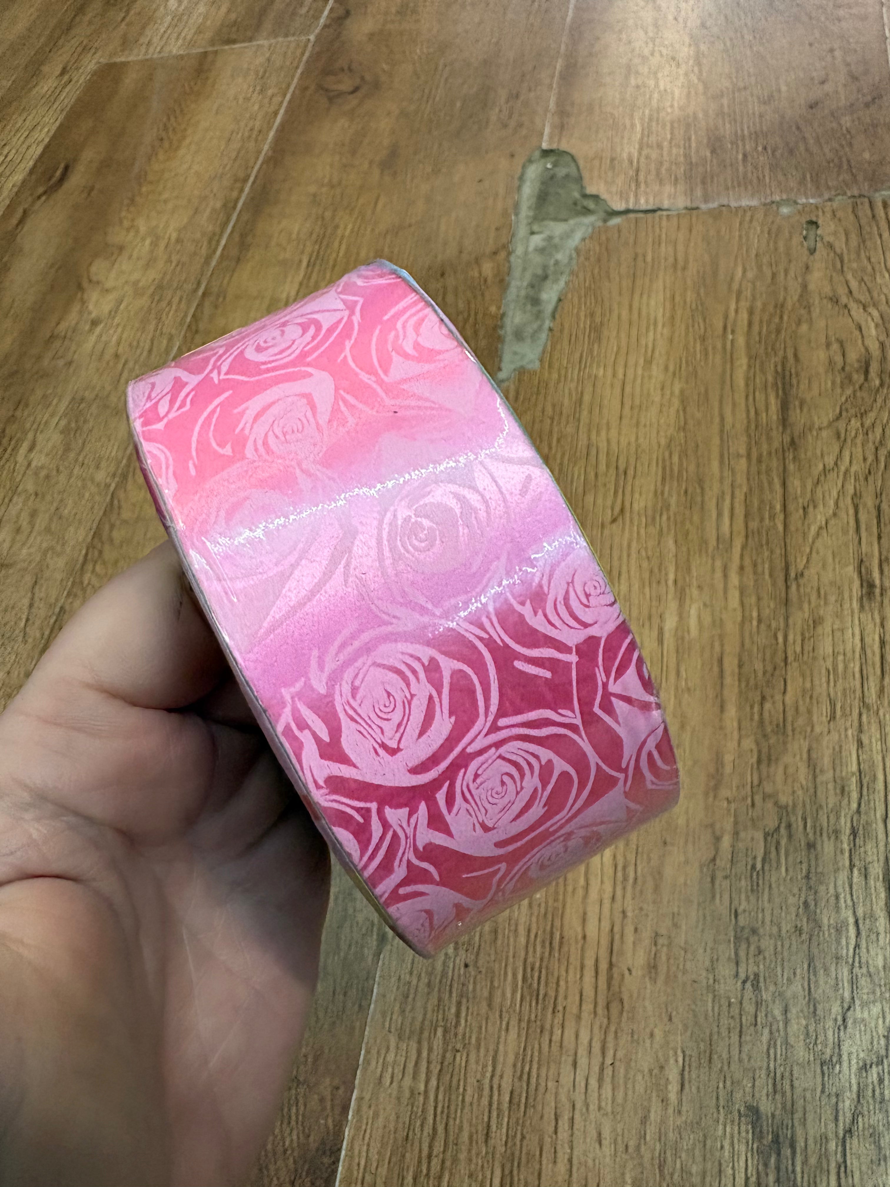 50m roll of Rose print Poly ribbon - 3 colours available