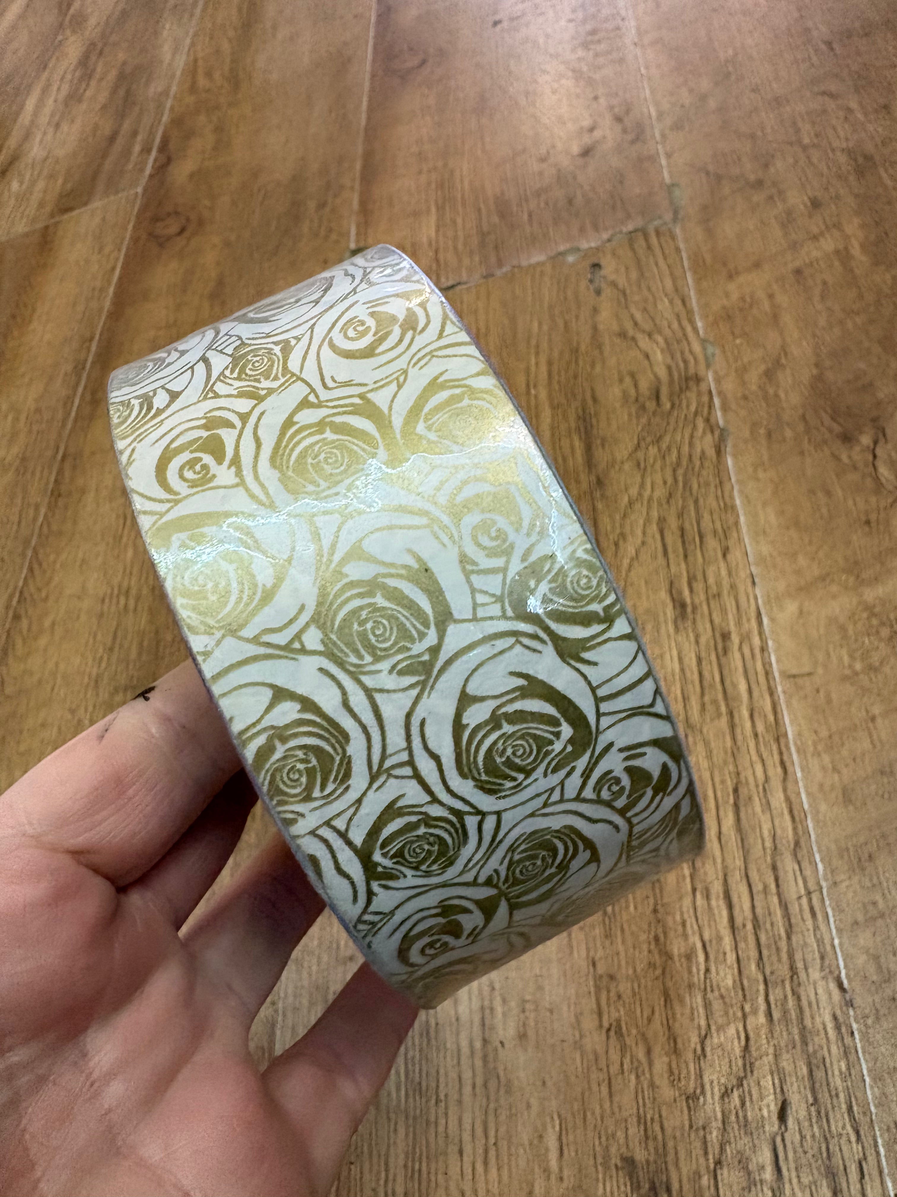 50m roll of Rose print Poly ribbon - 3 colours available