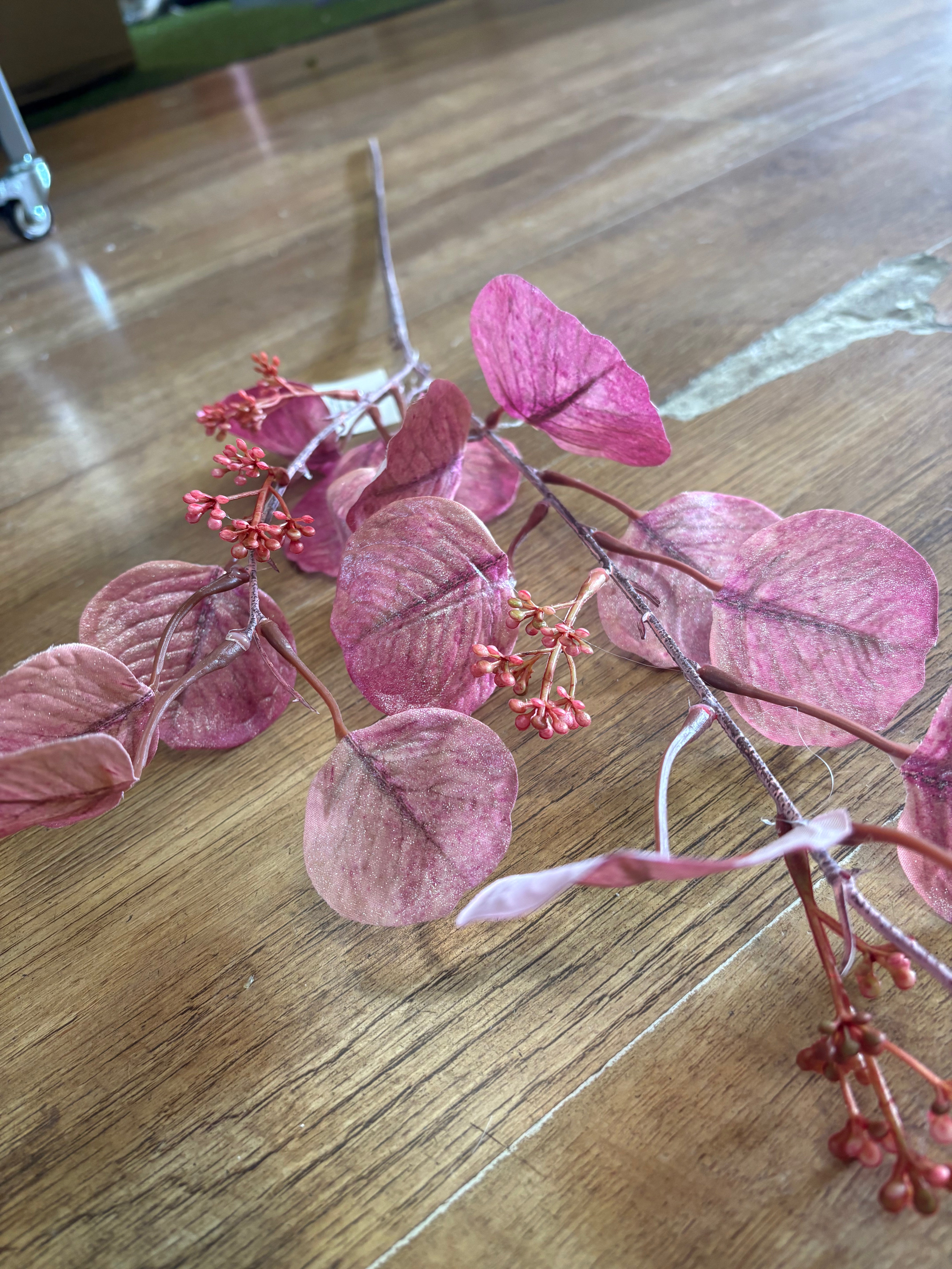 98cm tall shimmered pink eucalyptus spray