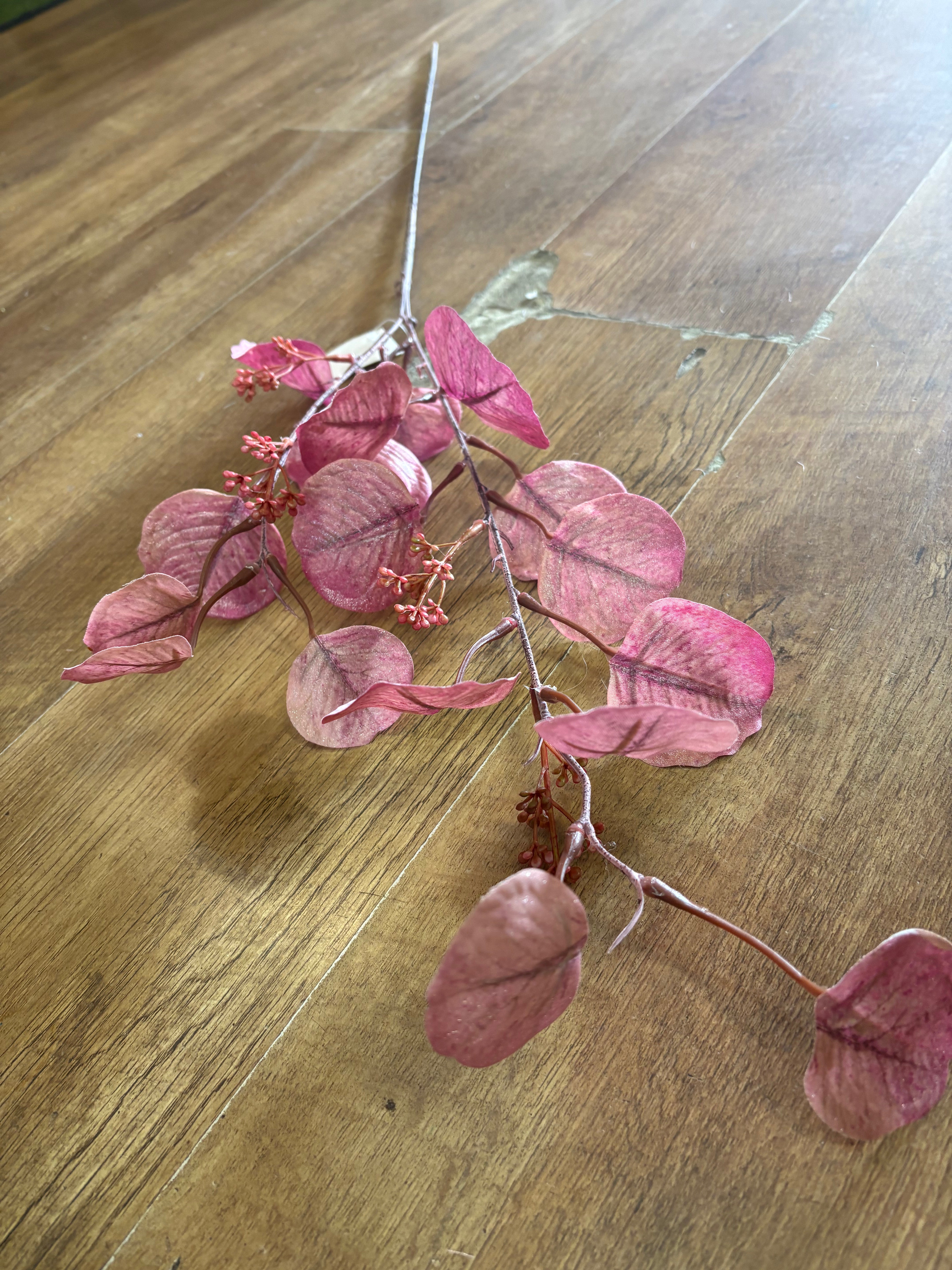 98cm tall shimmered pink eucalyptus spray