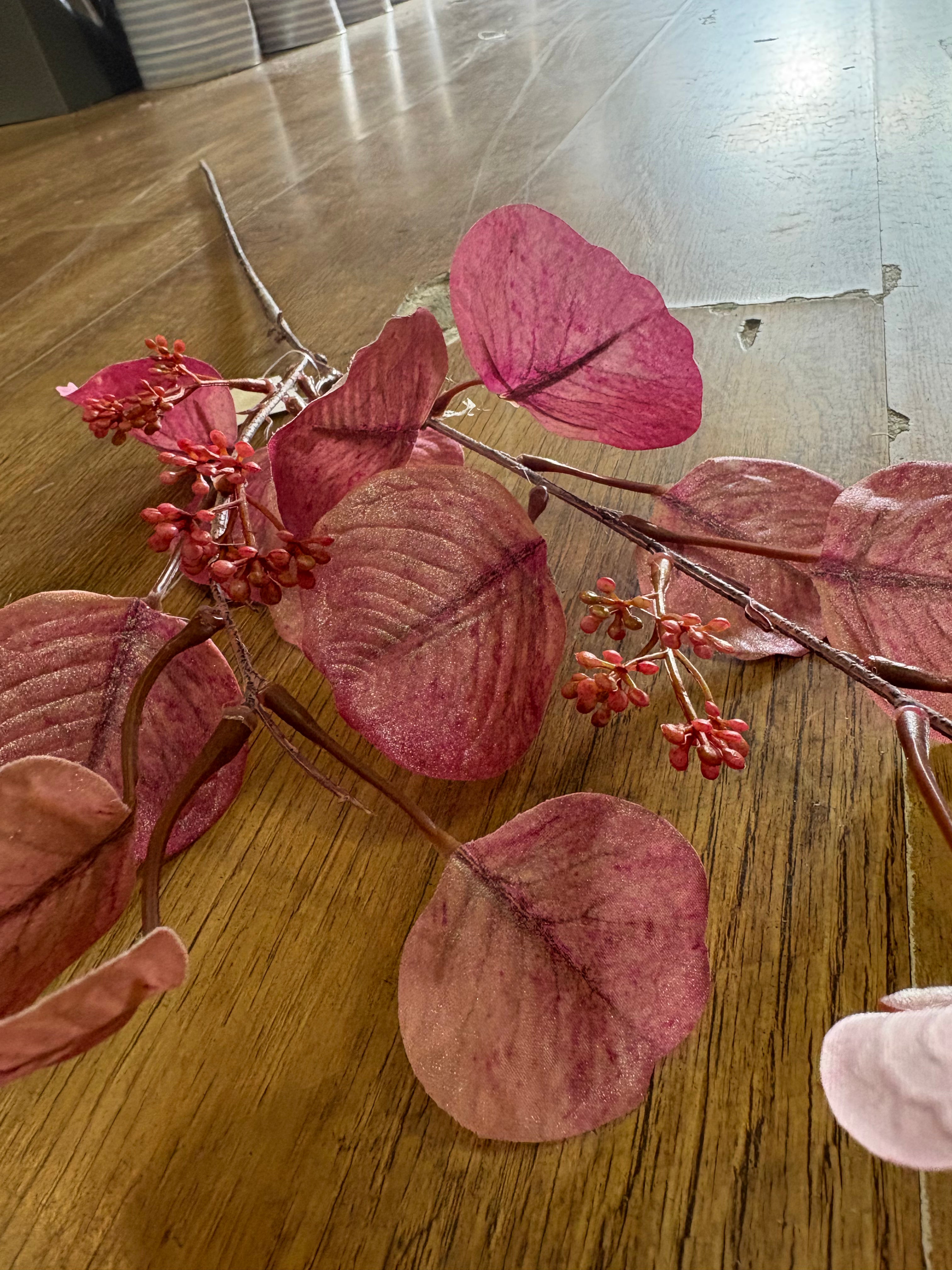 98cm tall shimmered pink eucalyptus spray