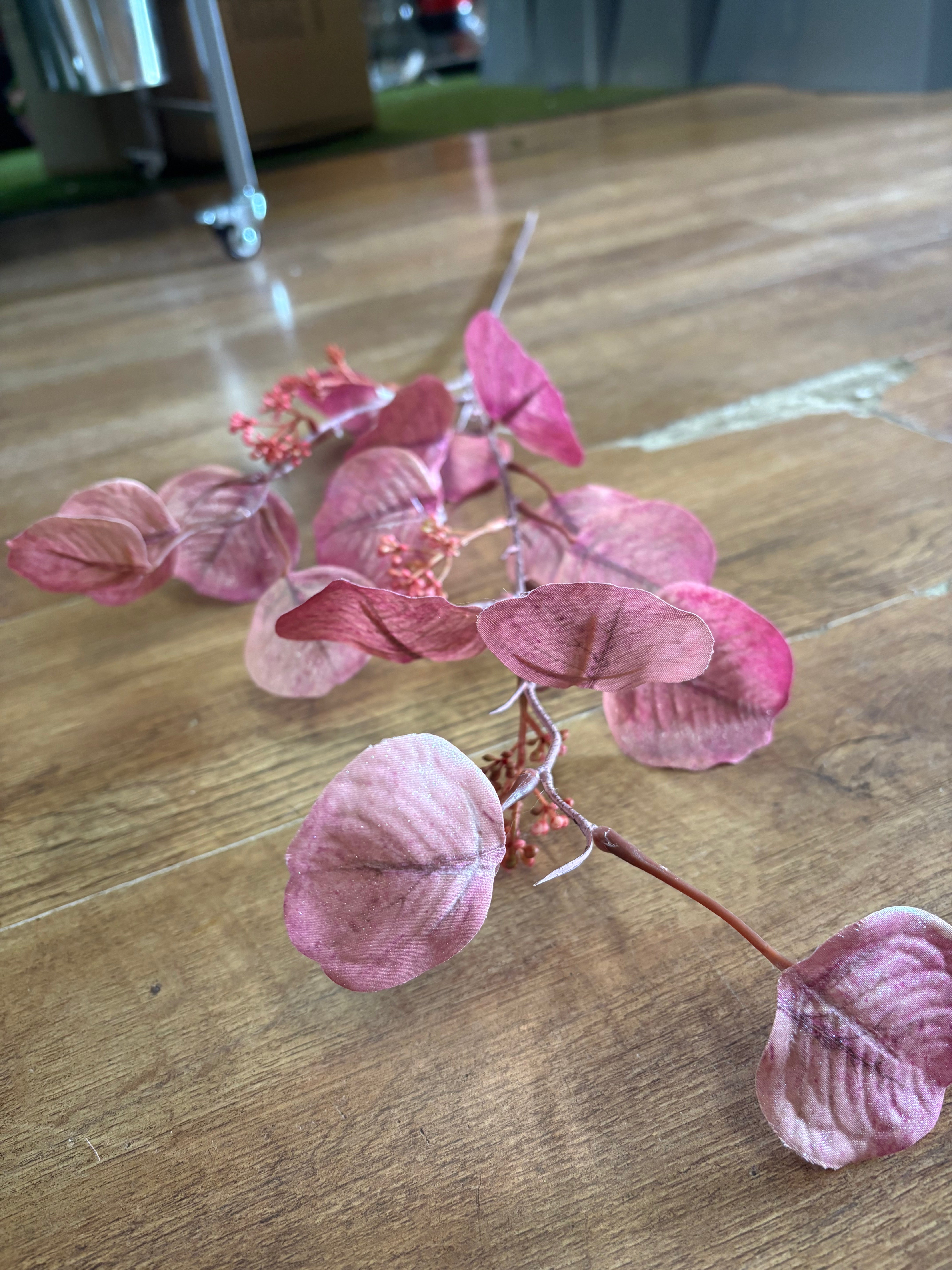 98cm tall shimmered pink eucalyptus spray
