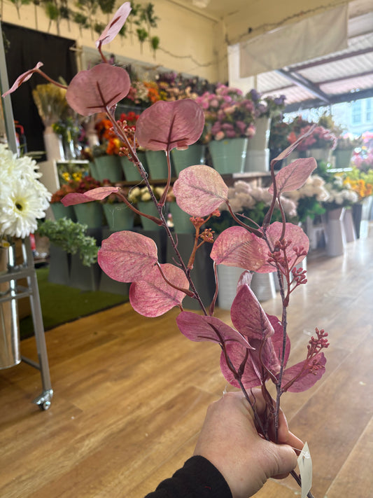 98cm tall shimmered pink eucalyptus spray