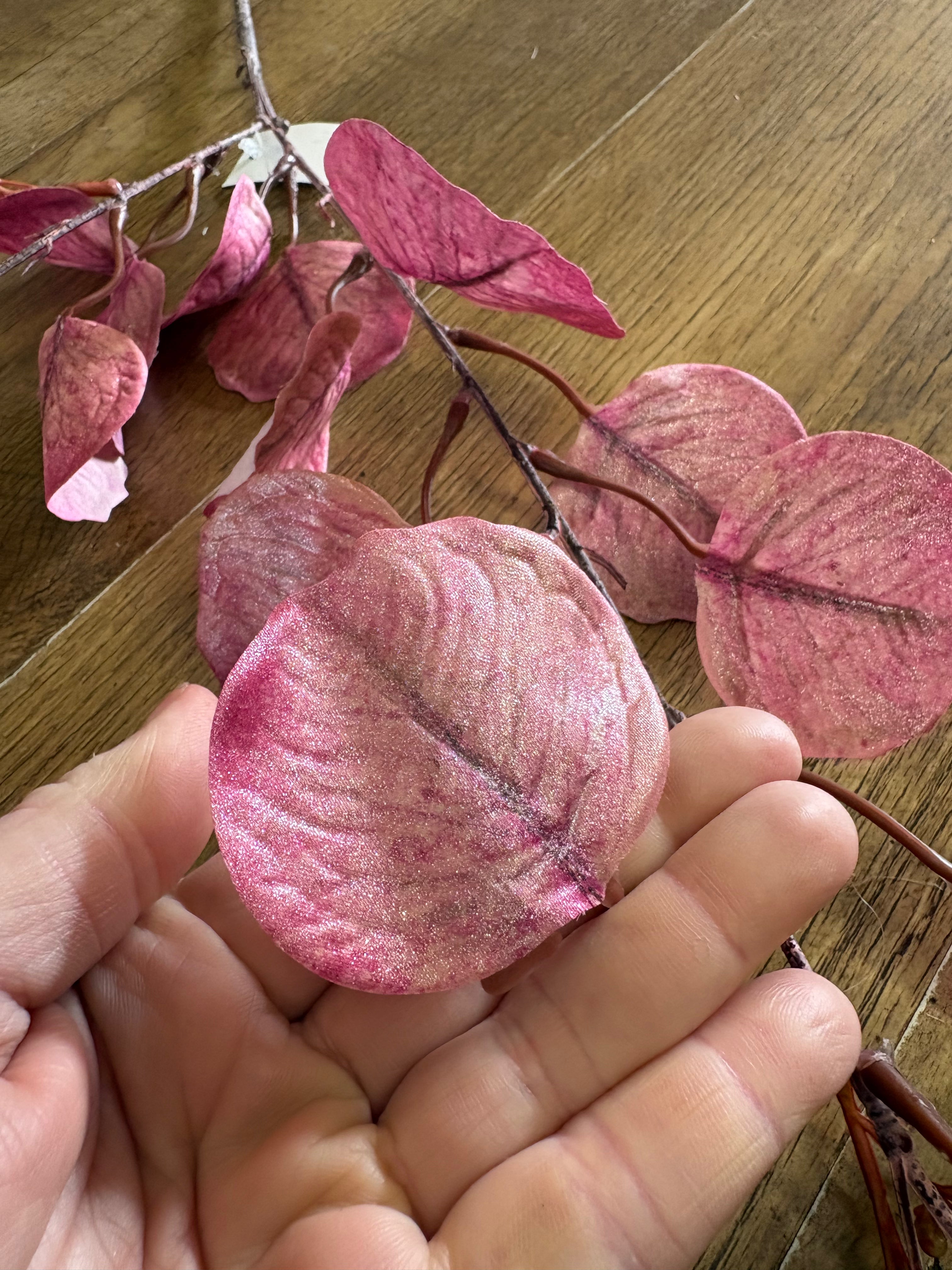 98cm tall shimmered pink eucalyptus spray